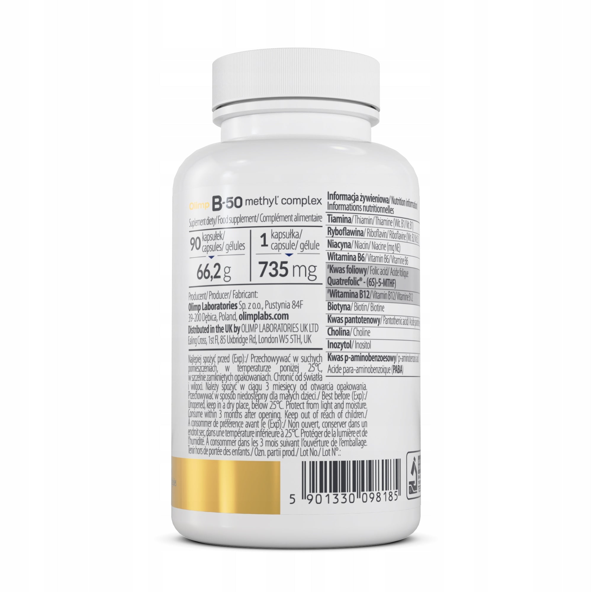 OLIMP B-50 METHYL COMPLEX 90capS VITAMIN B COMPLEX B12 METHYLATED INOSITOL Brand Olimp Labs