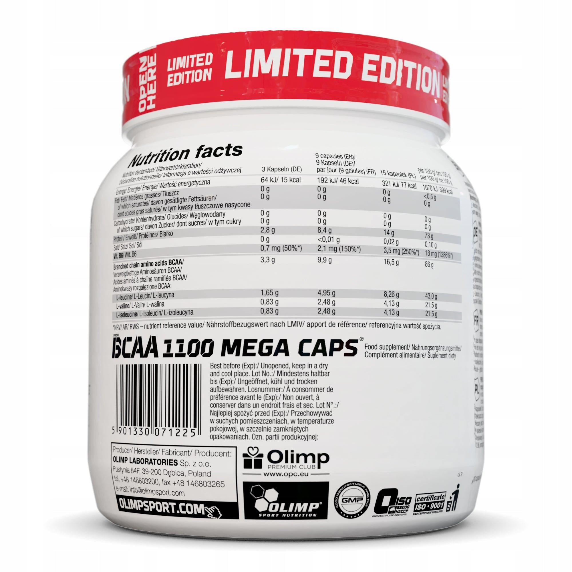 OLIMP BCAA 1100 MEGA CAPS 400caps AMINO ACIDS EAA LEUCINE Expiration date at least 1 year from the date of purchase