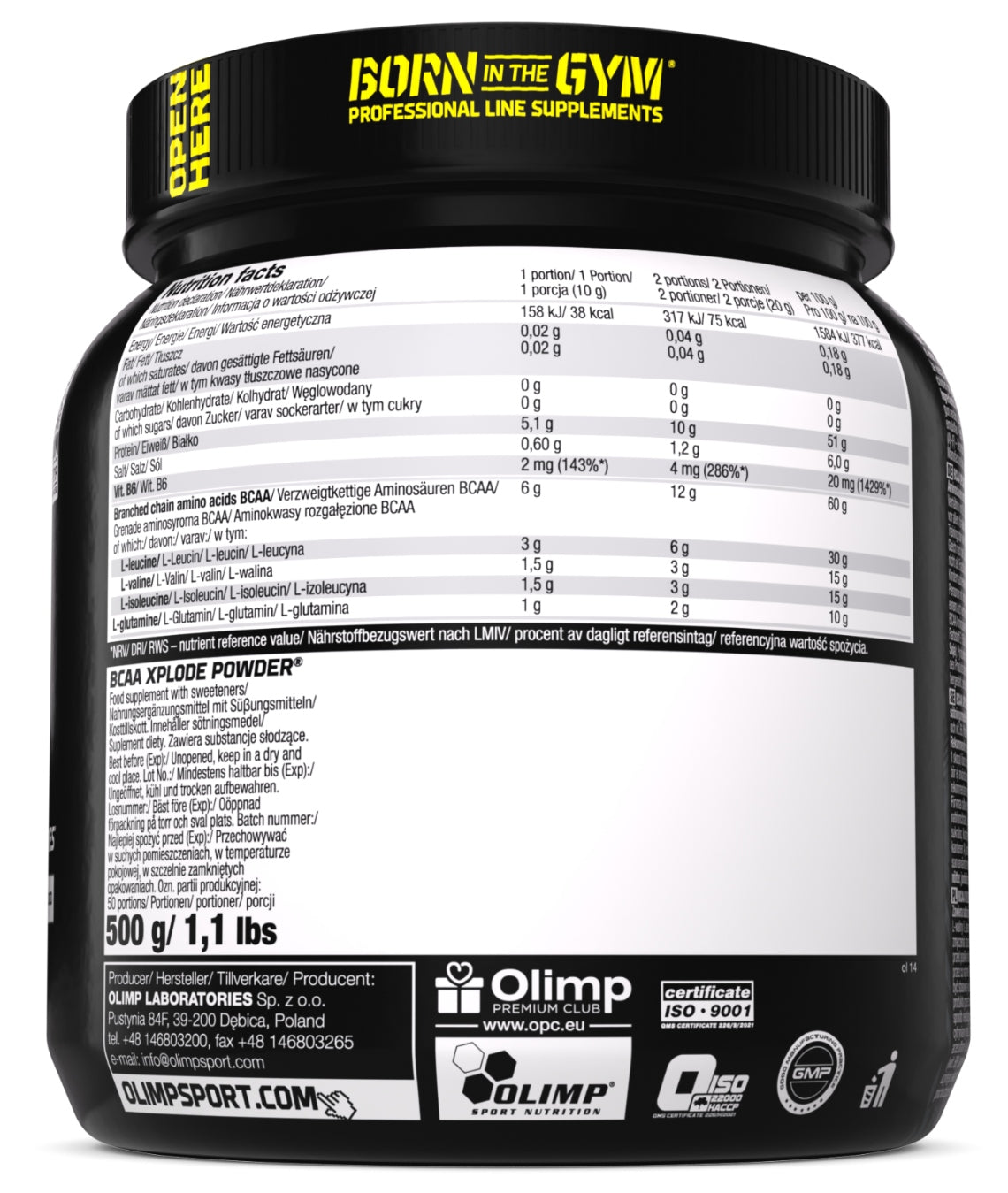 OLIMP BCAA XPLODE POWDER STRONG AMINO ACIDS LEUCINE GLUTAMINE 500g Cola Expiration date not specified