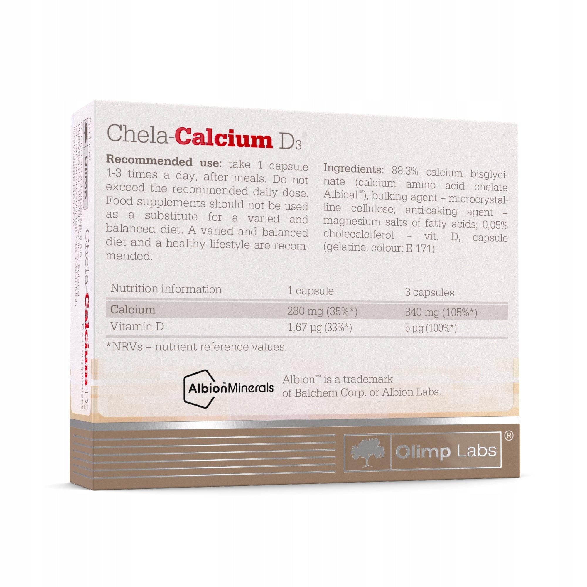OLIMP CHELA-CALCIUM D3 30caps HEALTHY BONE TEETH Brand Olimp Laboratories