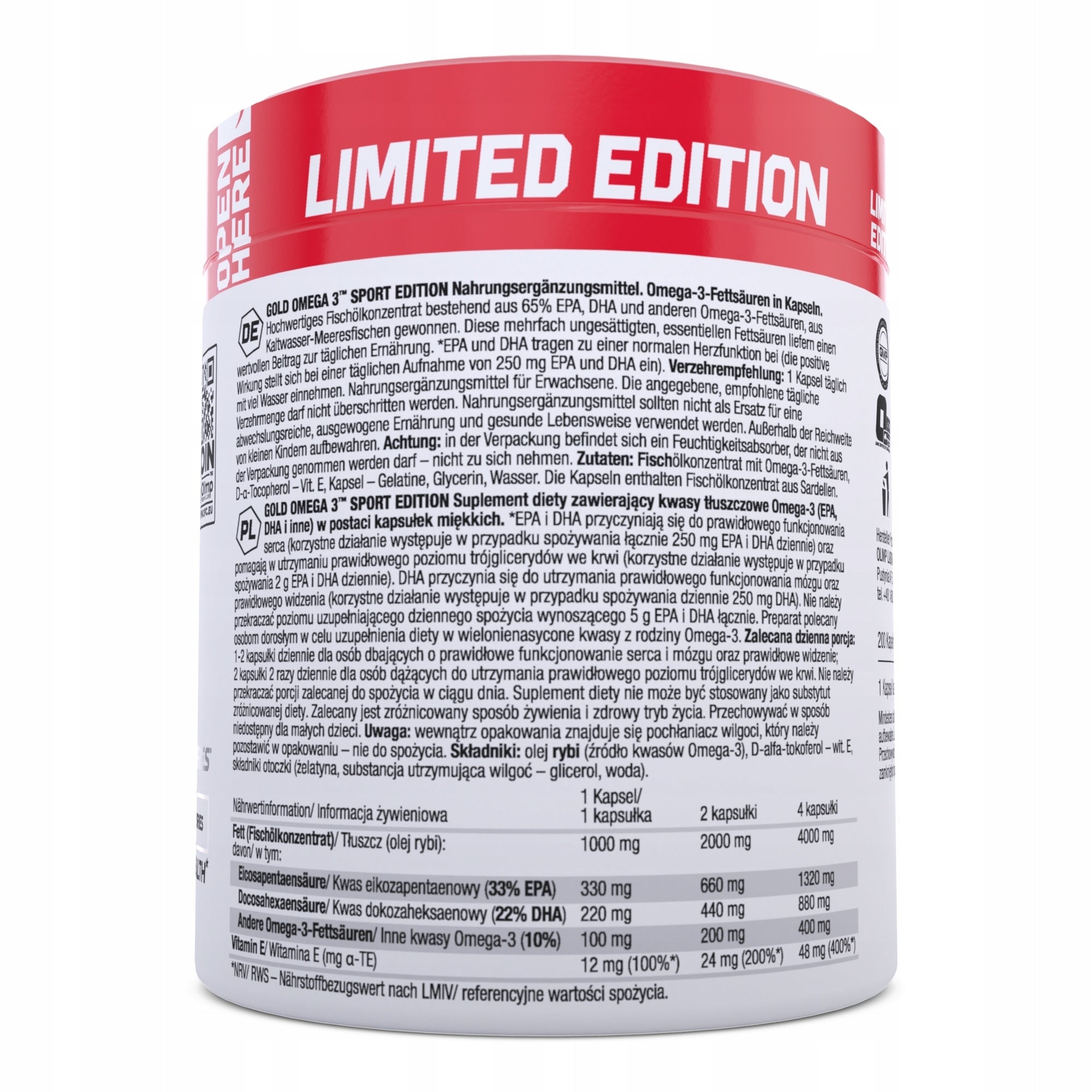 OLIMP GOLD OMEGA 3 SE 200caps limited fatty acids EPA DHA VITAMINS EAN (GTIN) 5901330071188