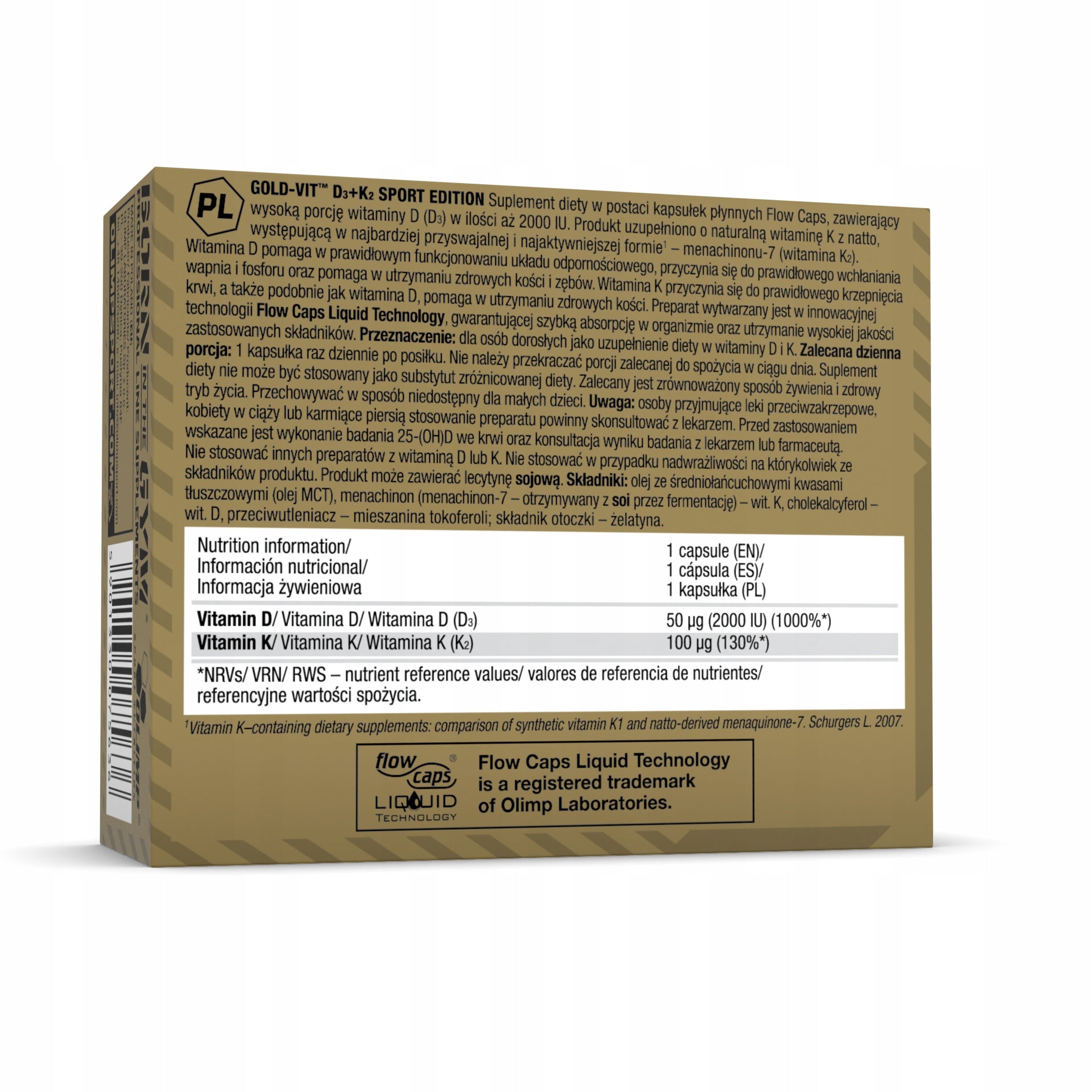 OLIMP GOLD-VIT D3+K2 SPORT EDITION 60caps VITAMIN D3 K2 MK7 MINERALS EAN (GTIN) 5901330070082