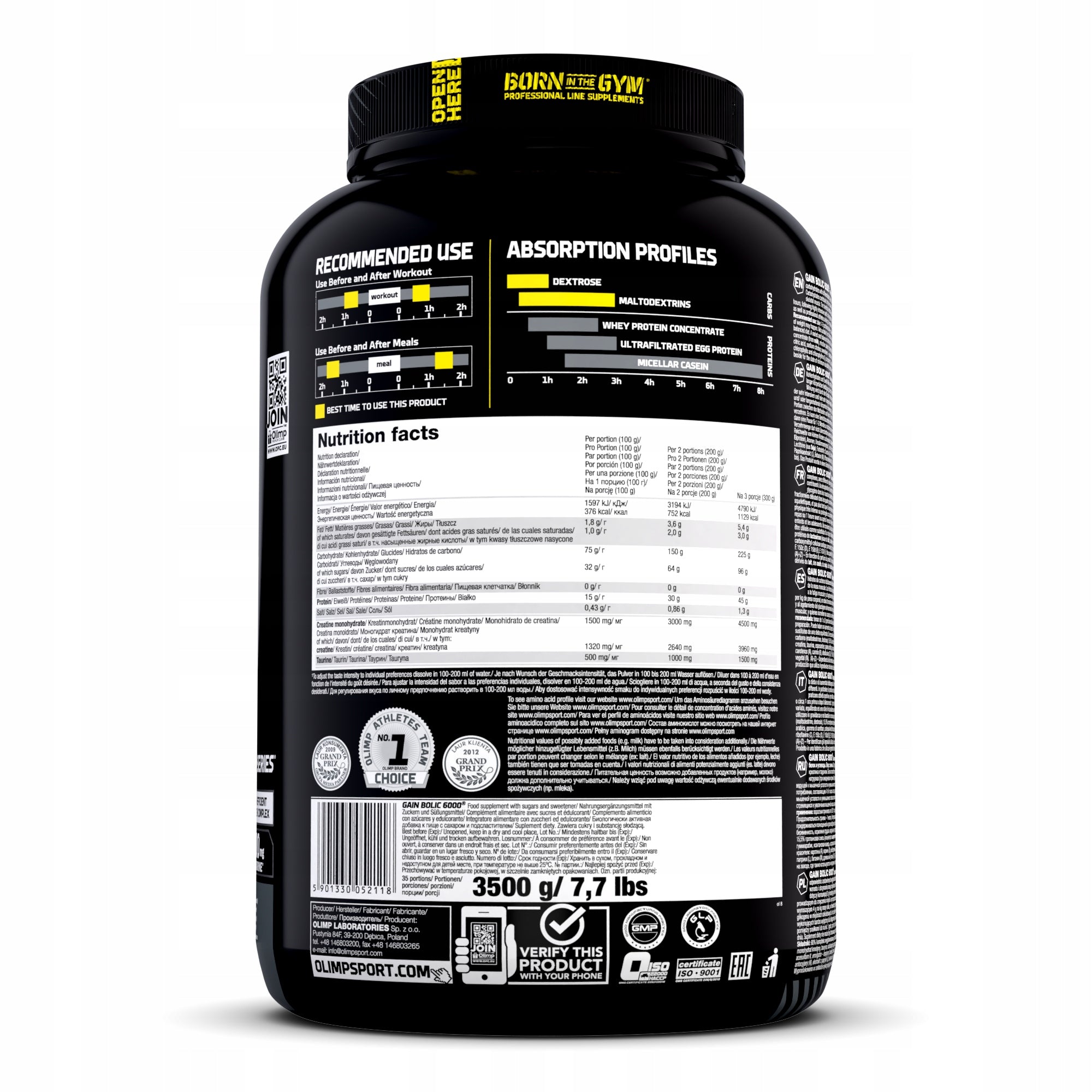 OLIMP Gain Bolic 6000 3,5kg CARBOHYDRATES PROTEIN WPC Manufacturer code 5901330052118