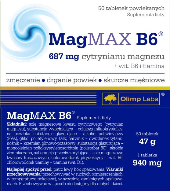OLIMP MAGMAX B6 50 TABLETS Manufacturer code 5901330034916