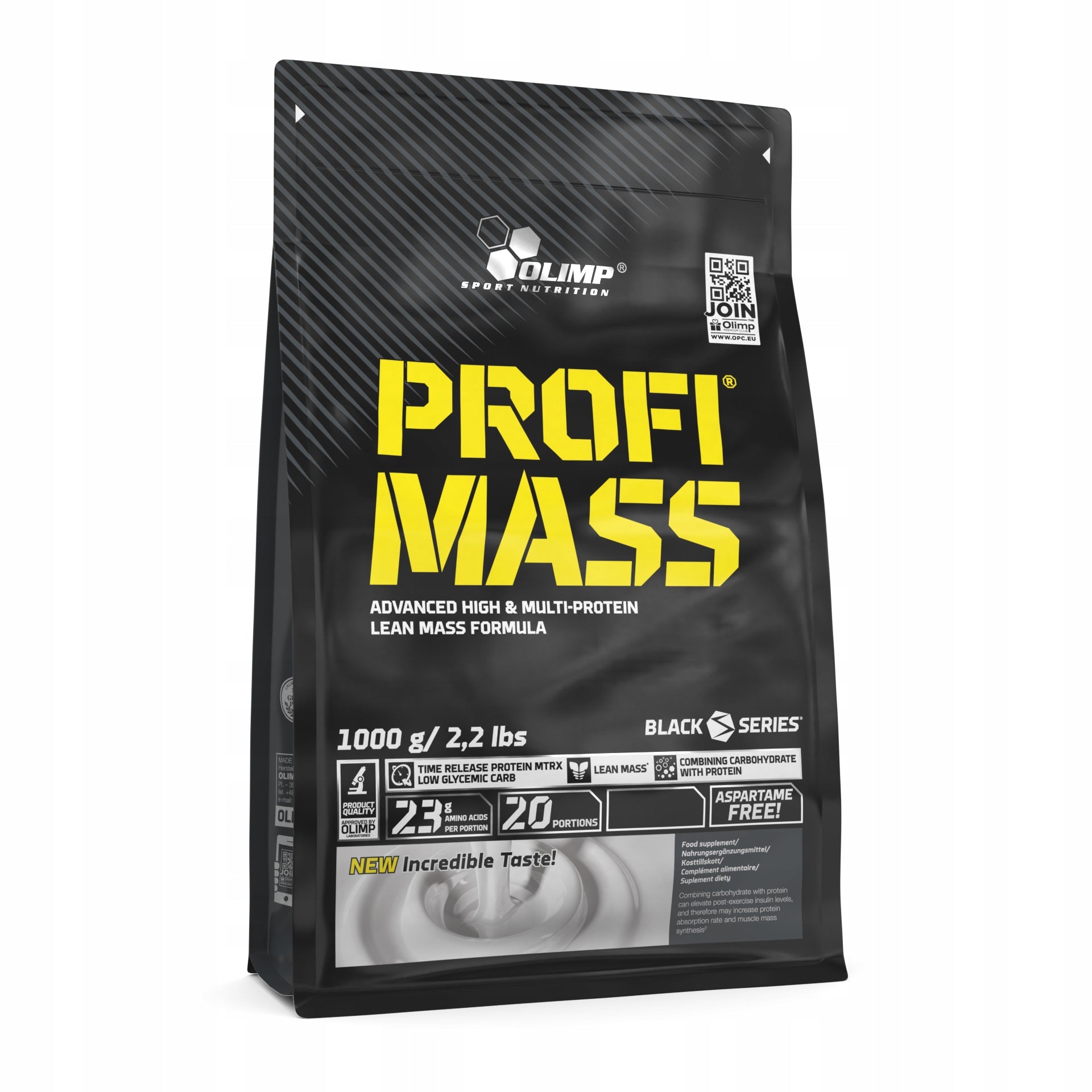 OLIMP PROFI MASS 1000g ZIP FILM BULK PROTEIN BCAA VITAMINS MCT VANILLA EAN (GTIN) 5901330038143