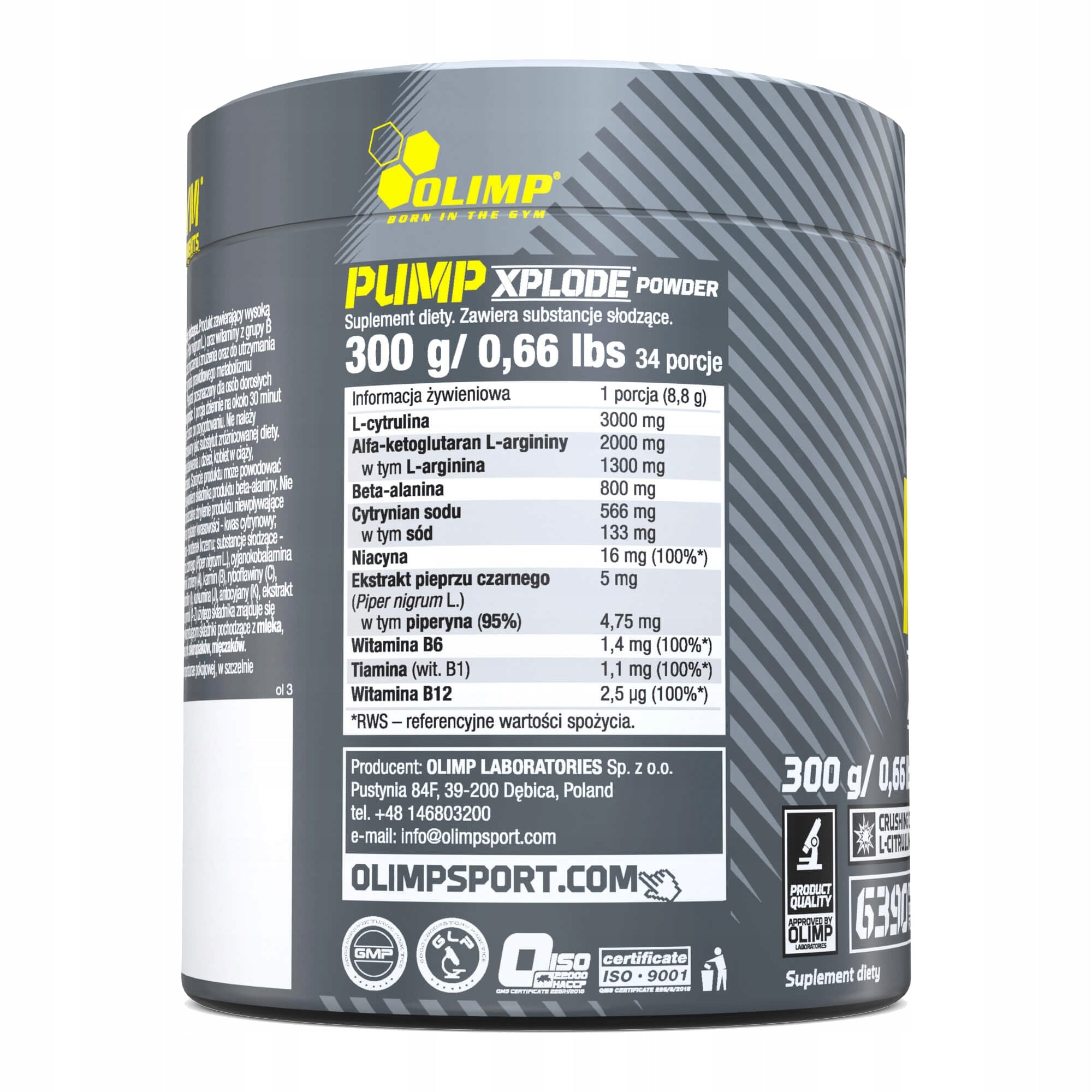 OLIMP PUMP XPLODE 300g PRE-WORKOUT CITRULLINE L-ARGININE AAKG FLAVOR COLA Brand Olimp