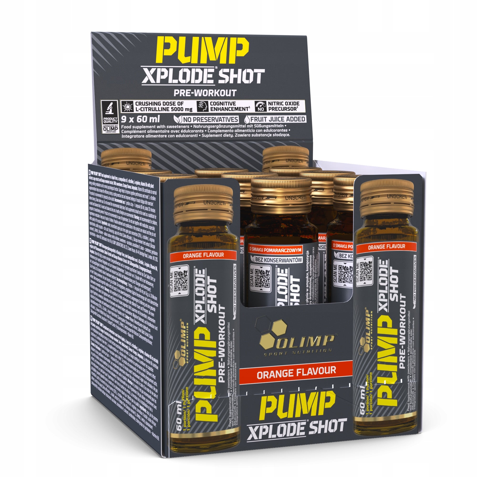 OLIMP PUMP XPLODE SHOT 9X60ml PRE-WORKOUT CITRULLINE L-ARGININE AAKG