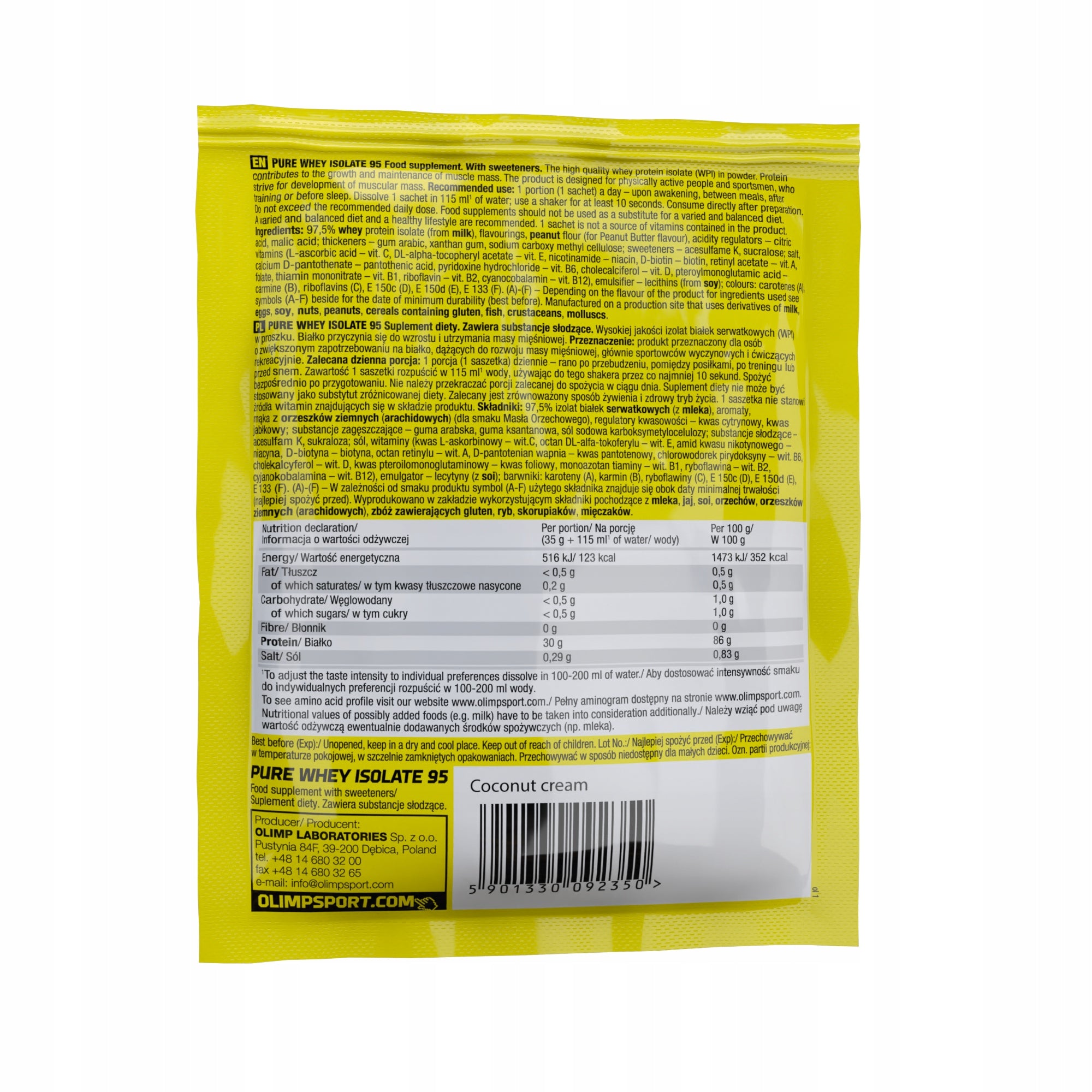 OLIMP PURE WHEY ISOLATE 95 35g WPI WHEY ISOLATE COCONUT Expiration date at least 1 year from the date of purchase