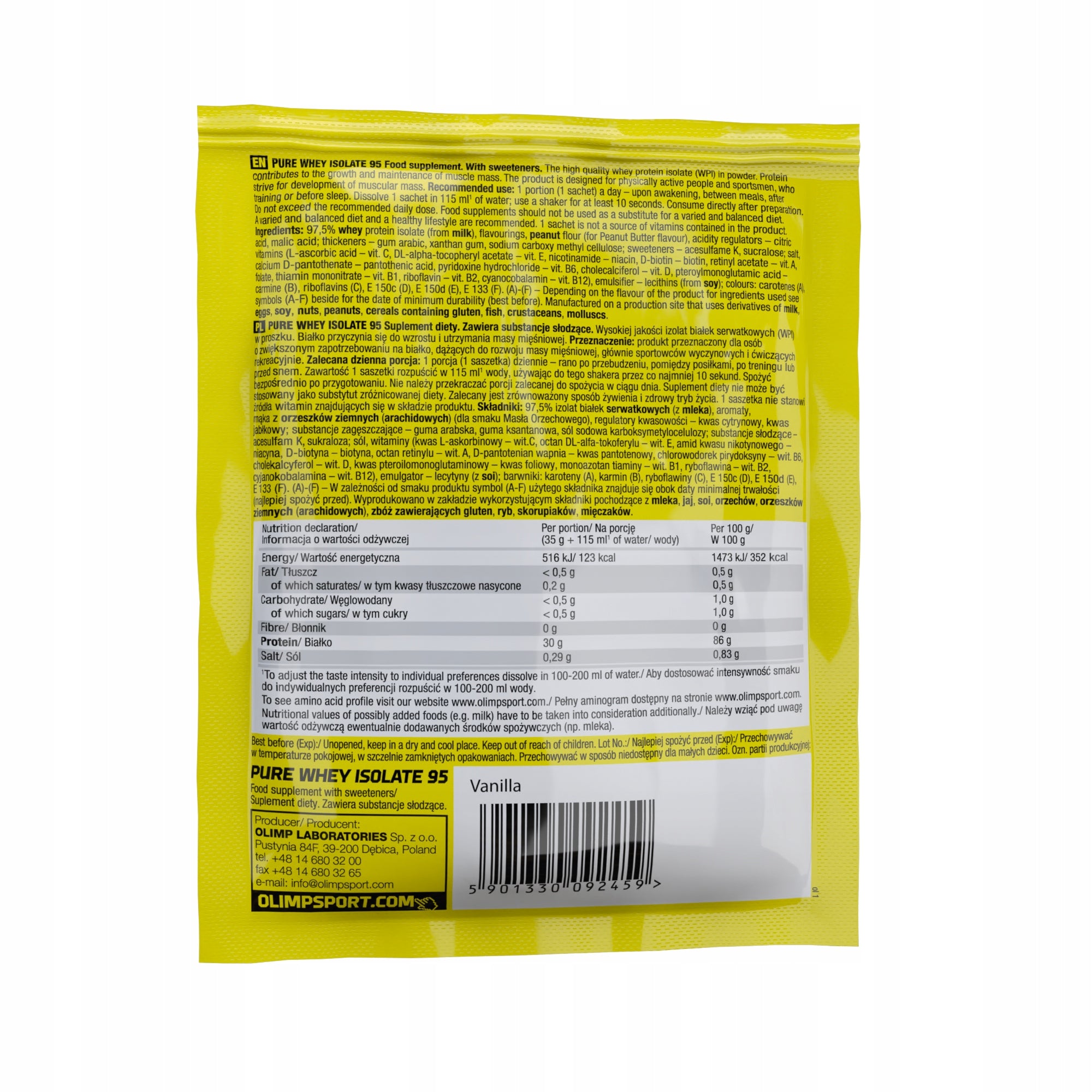 OLIMP PURE WHEY ISOLATE 95 35g WPI WHEY ISOLATE VANILLA Expiration date at least 1 year from the date of purchase