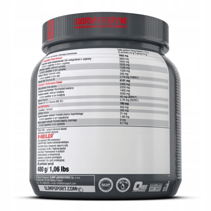 OLIMP REDWEILER 480g BETA ALANINE PRE-WORKOUT | MULTIFRUIT Brand Olimp