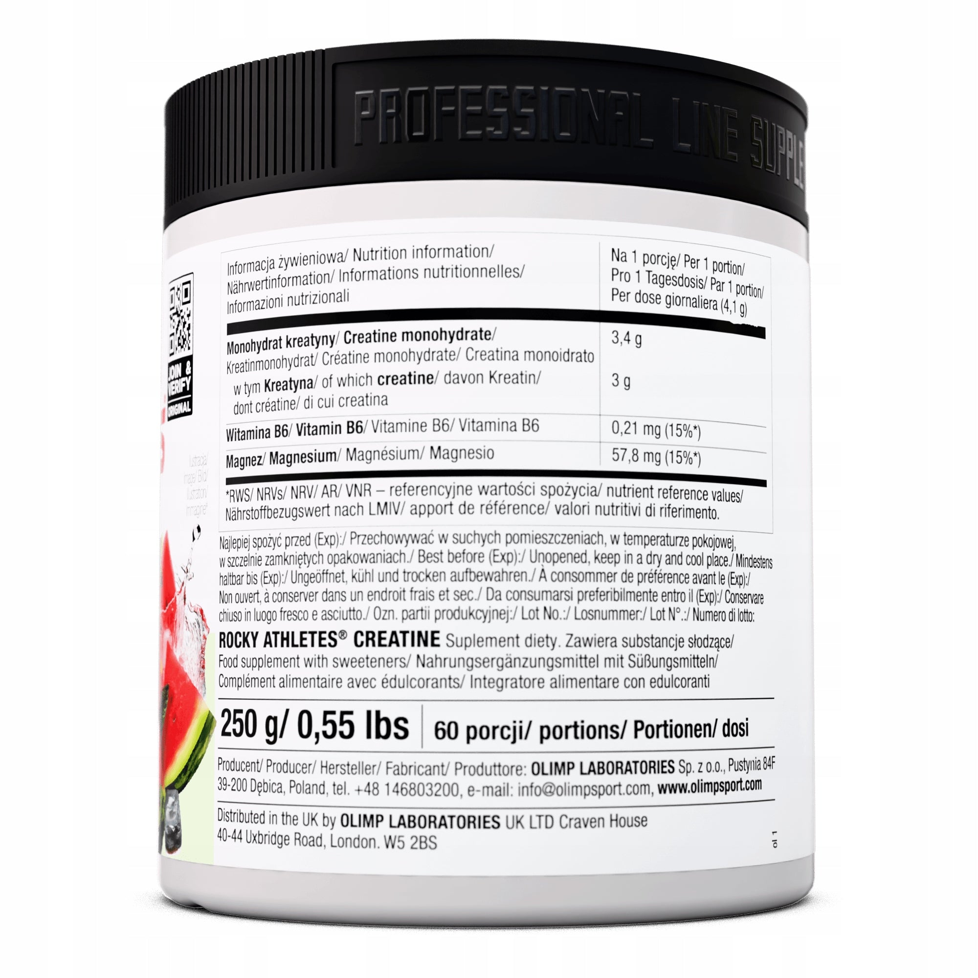 OLIMP ROCKY CREATINE 250g CREATINE MONOHYDRATE WATERMELON MEASURE 70 SERVINGS Expiration date at least 1 year from the date of purchase