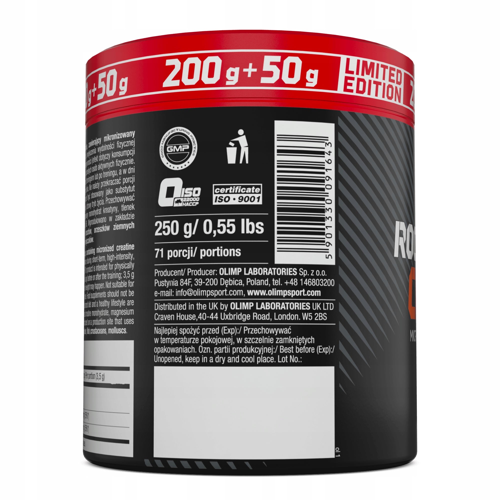 OLIMP ROCKY CREATINE 2x250g CREATINE MONOHYDRATE NATURAL MONO Expiration date at least 1 year from the date of purchase