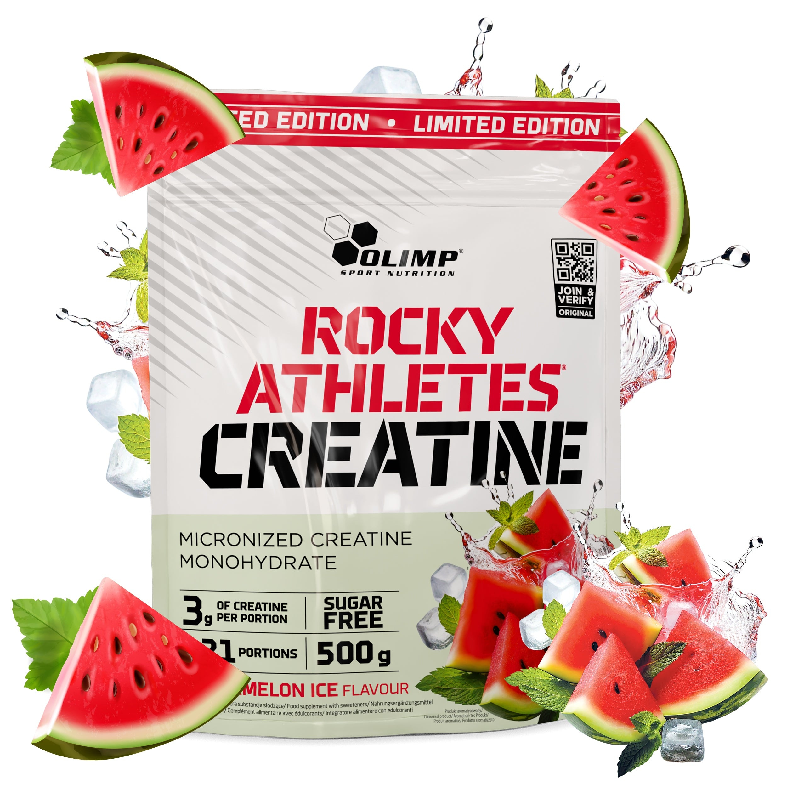 OLIMP ROCKY CREATINE 500g CREATINE MONOHYDRATE WATERMELON MEASURE