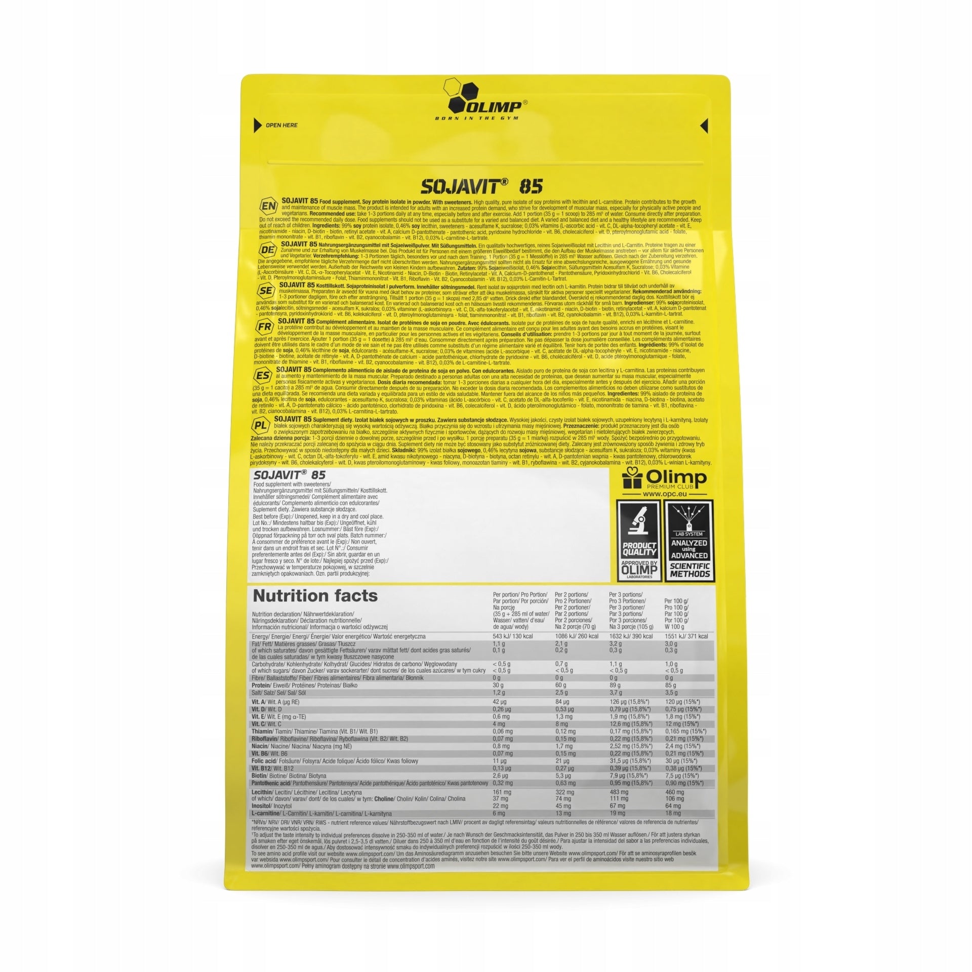 OLIMP SOJAVIT 85 700g SOY PROTEIN Isolate Soy Isolate VEGE Natural Flavor Manufacturer code 5901330038662