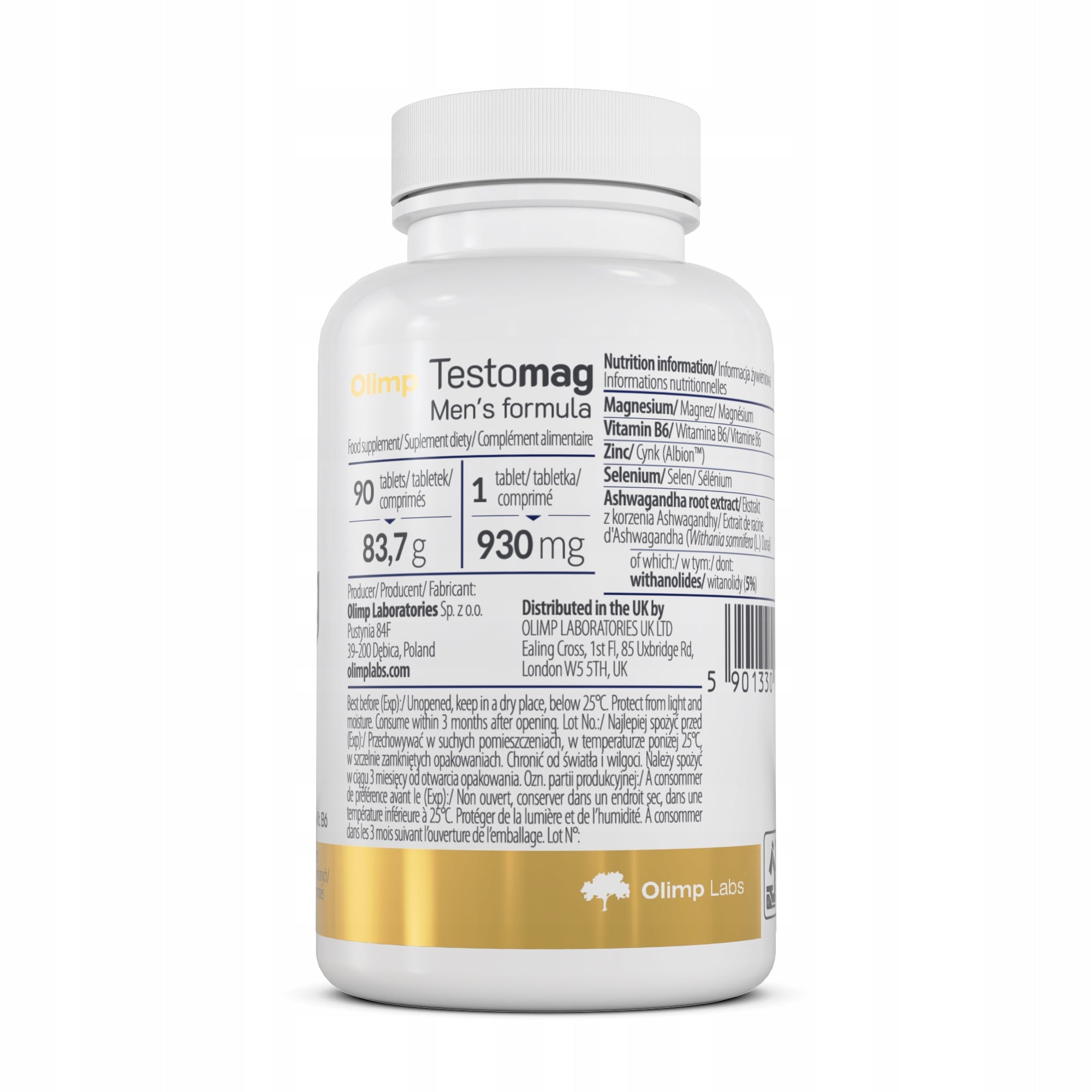OLIMP TESTOMAG MEN'S FORMULA 90tabl MAGNESIUM TESTOSTERONE VITAMINS ASHWAGANDHA Manufacturer code 5901330102400