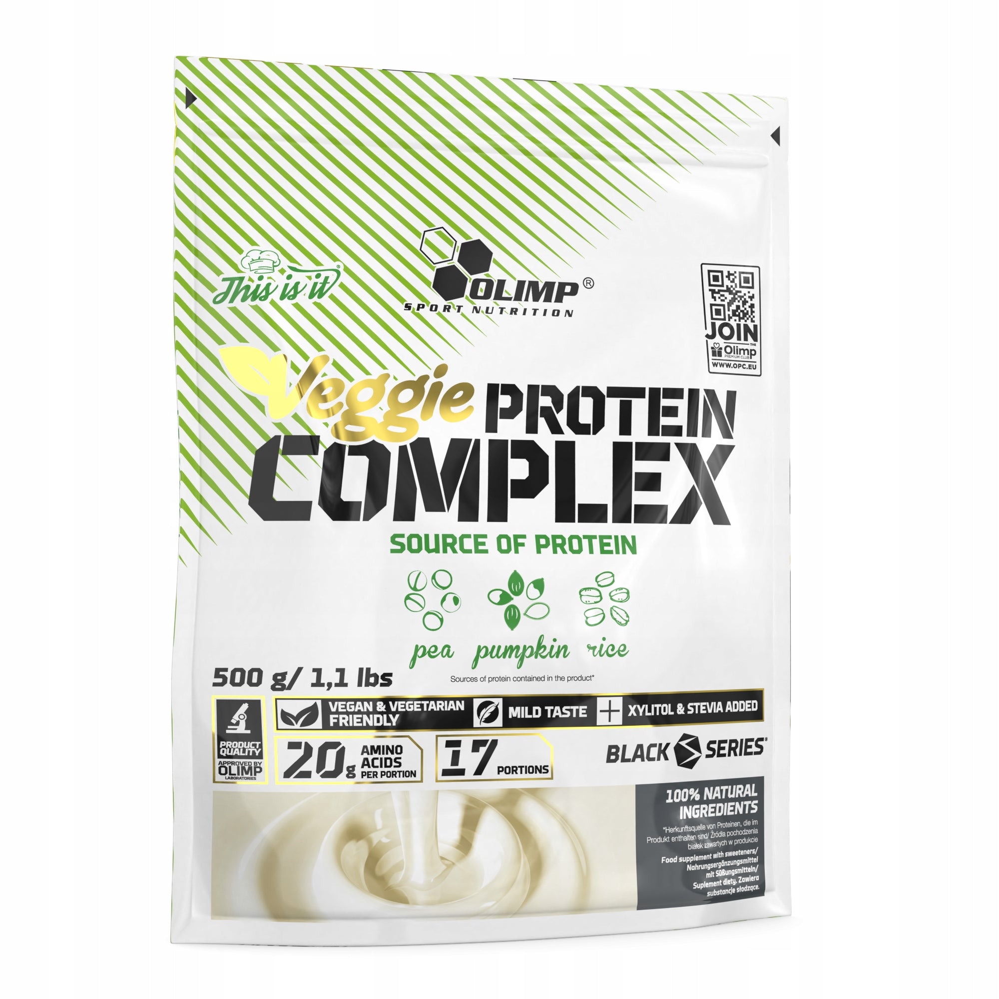 OLIMP Veggie PROTEIN COMPLEX 500g NATURAL VEGAN PROTEIN FROM PEAS