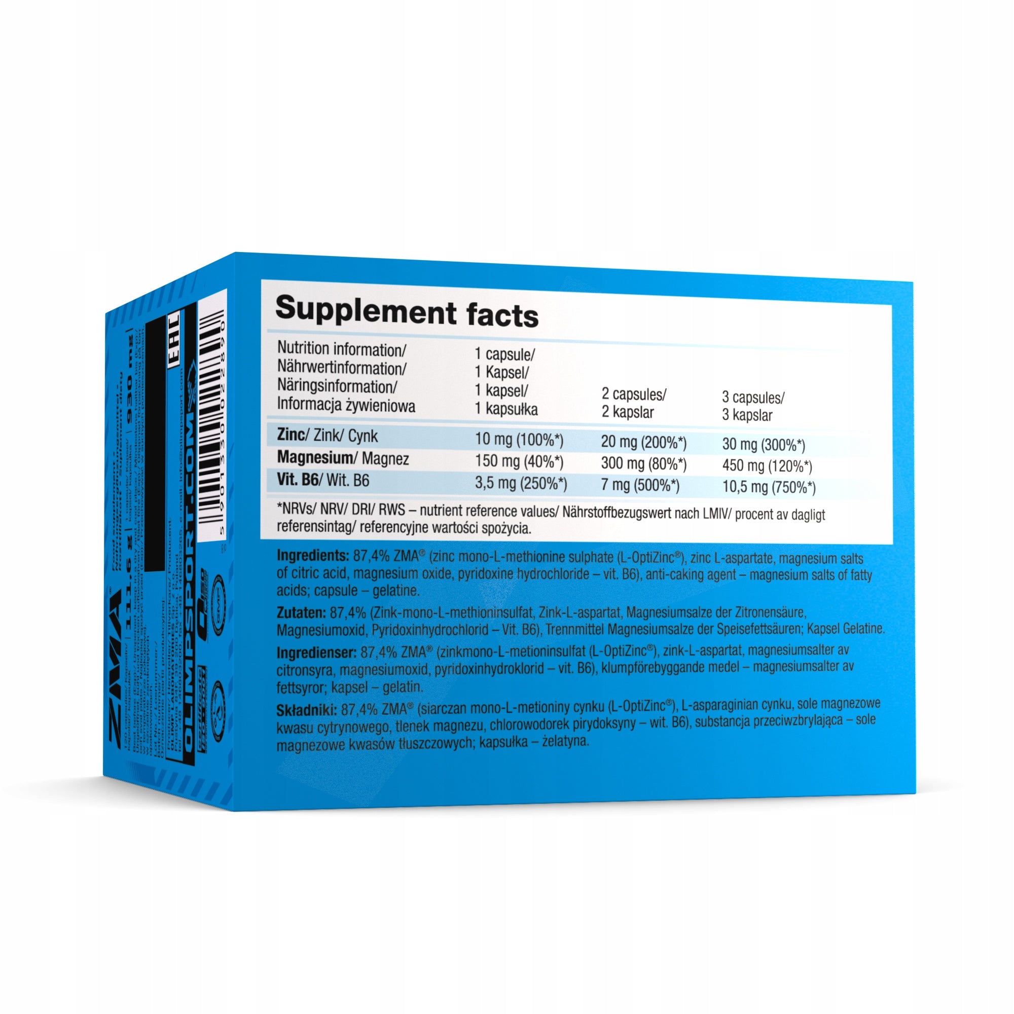 OLIMP ZMA 120caps VITAMINS MINERALS MAGNESIUM ZINC B6 ZMA Expiration date at least 1 year from the date of purchase