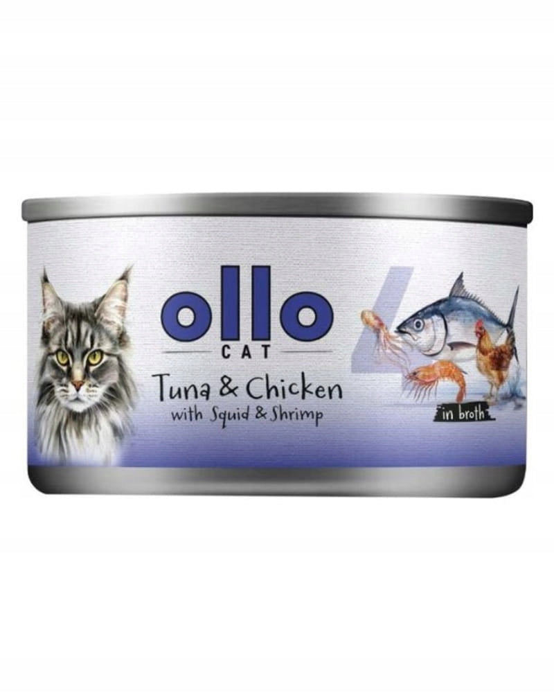 OLLO Cat No. 4 - Tuna and Chicken with Squid and Shrimp (can) 70g