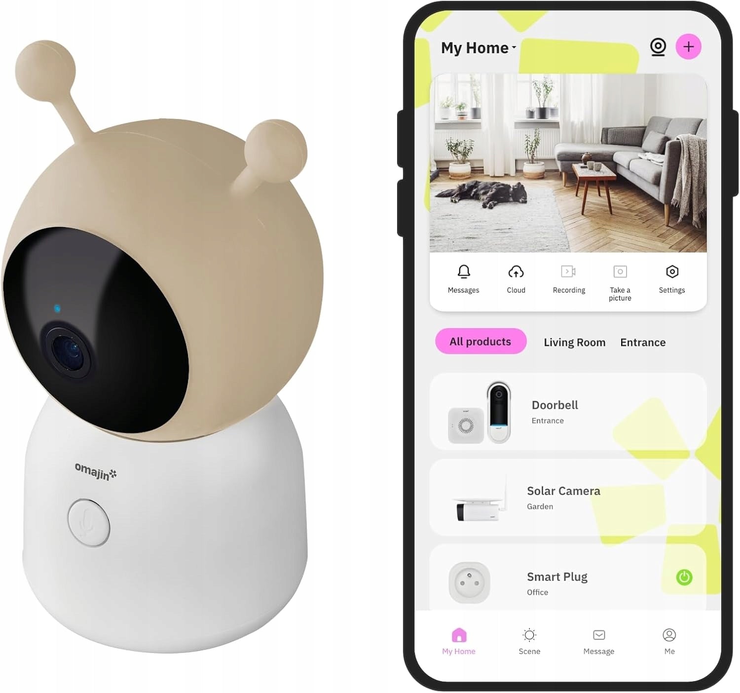 OMAJIN nanny 2K HD night vision 64GB two-way sound white camera