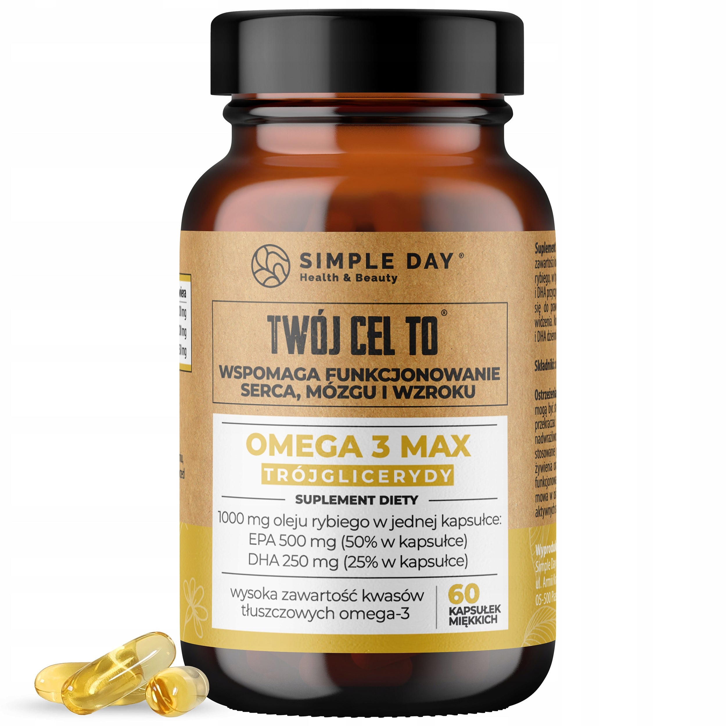 OMEGA 3 1000 mg EPA 500mg DHA 250mg TRIGLYCERIDES HEALTHY HEART BRAIN - STRONG Medical device no