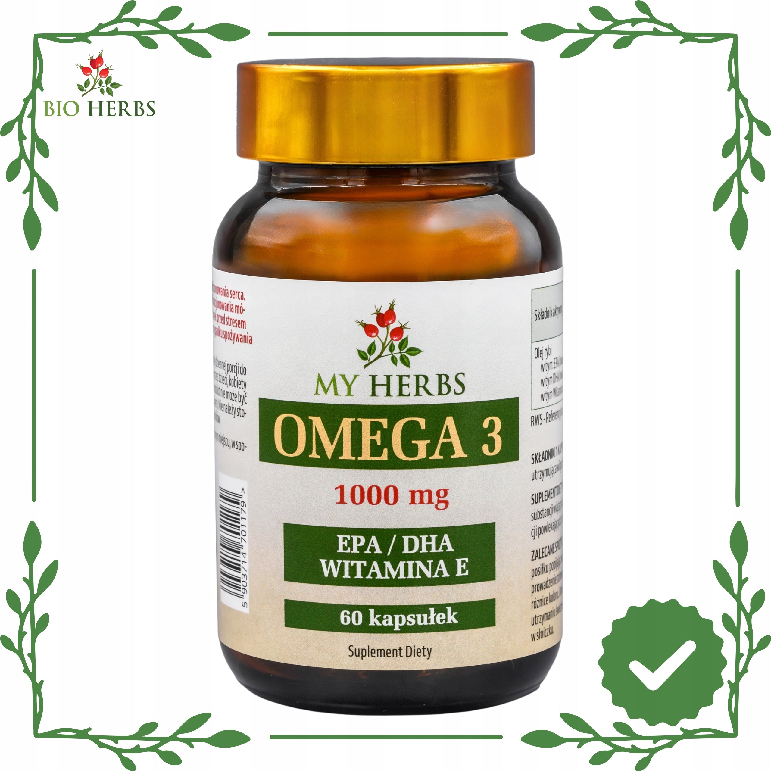 OMEGA 3 1000mg EPA/DHA VITAMIN E 60 capsules Packaging status original
