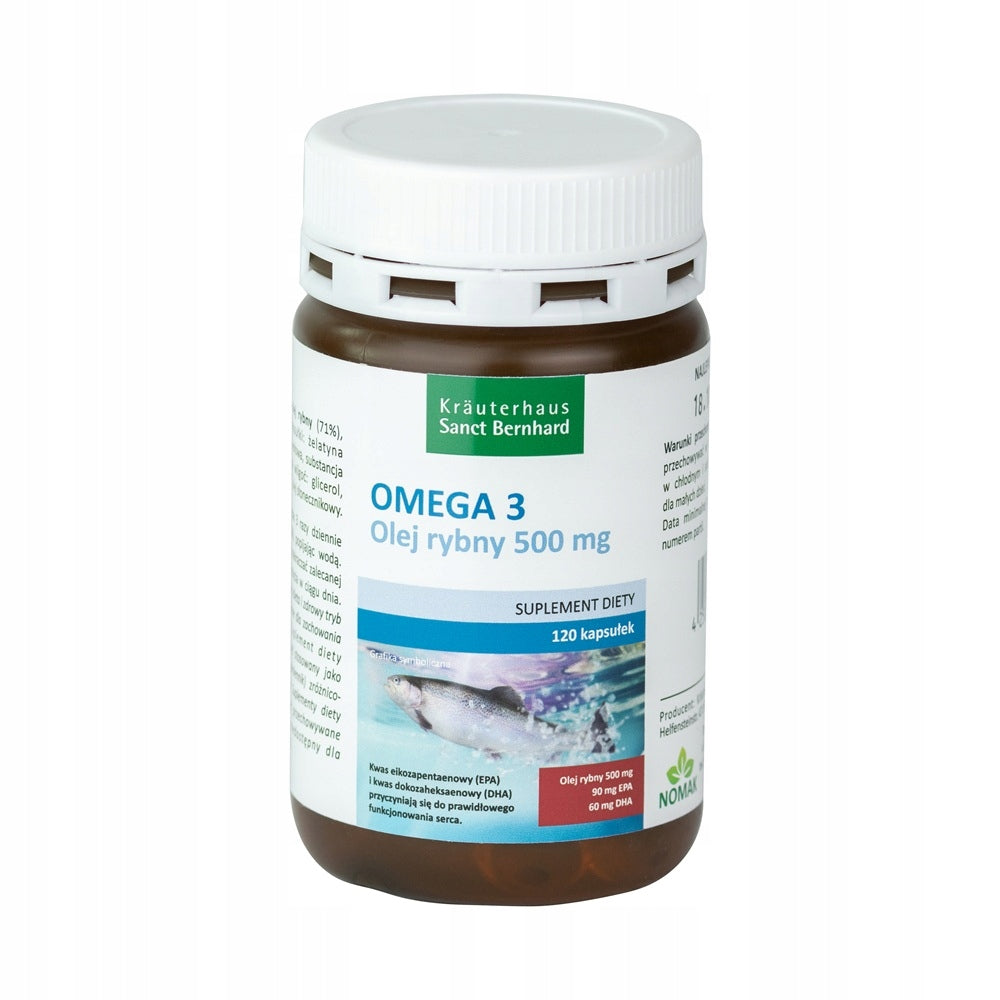 OMEGA 3 120 kaps, fish oil, EPA DHA, heart support, 500 mg, NOMAK