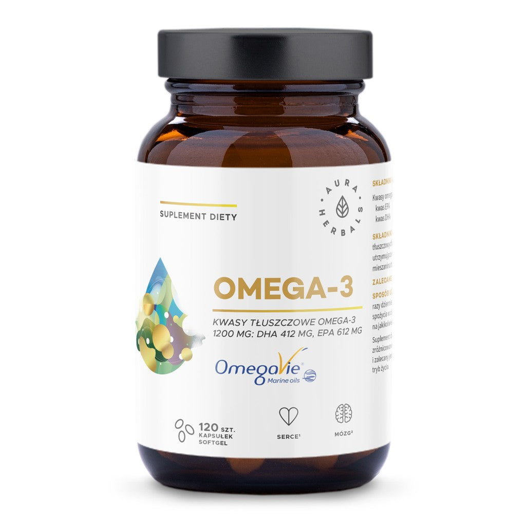 OMEGA-3 1200mg EPA DHA FATTY ACIDS Aura Herbals 120 caps.
