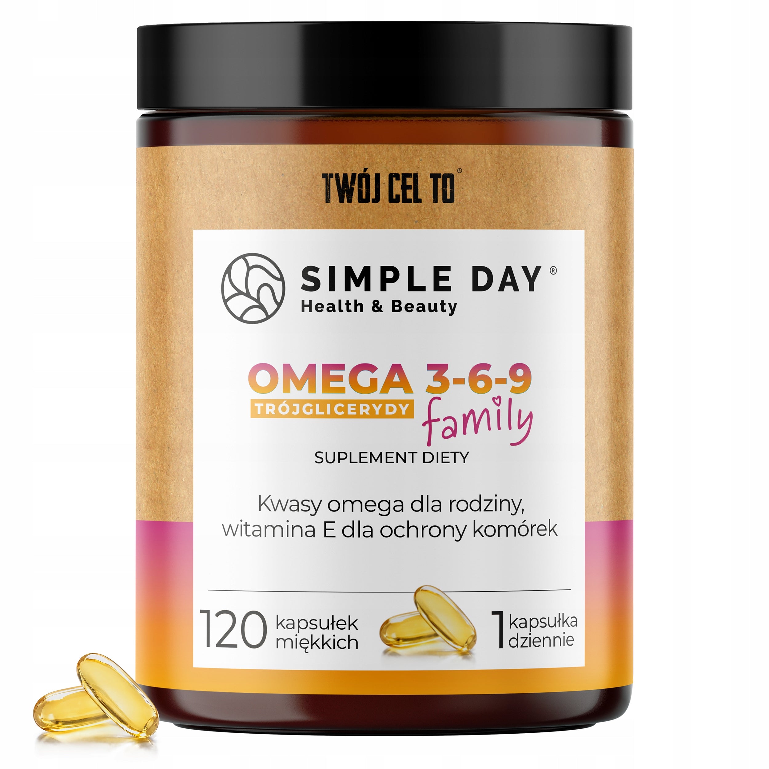 OMEGA 3-6-9 FAMILY Fish oil + linseed + sunflower Vitamin E 120 KAPS Brand Twój Cel To