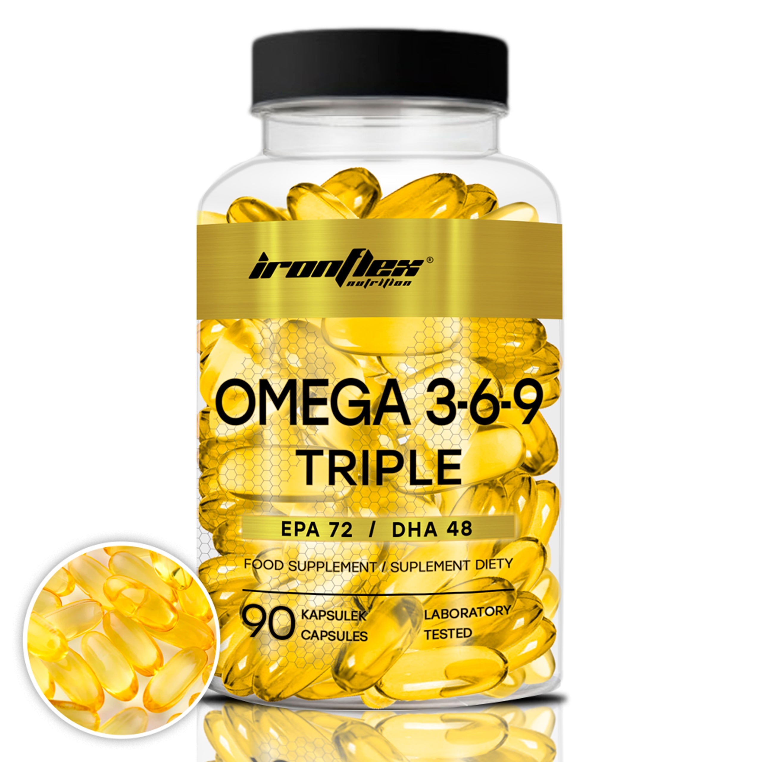 OMEGA 3-6-9 IronFlex 90 kap FATTY ACIDS EPA DHA Fish Oil Linen Wit E