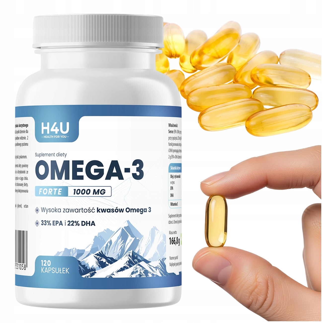 OMEGA 3 FORTE 120 CAPSULES FISH OIL EPA DHA 1000 MG FOR HEART AND BRAIN