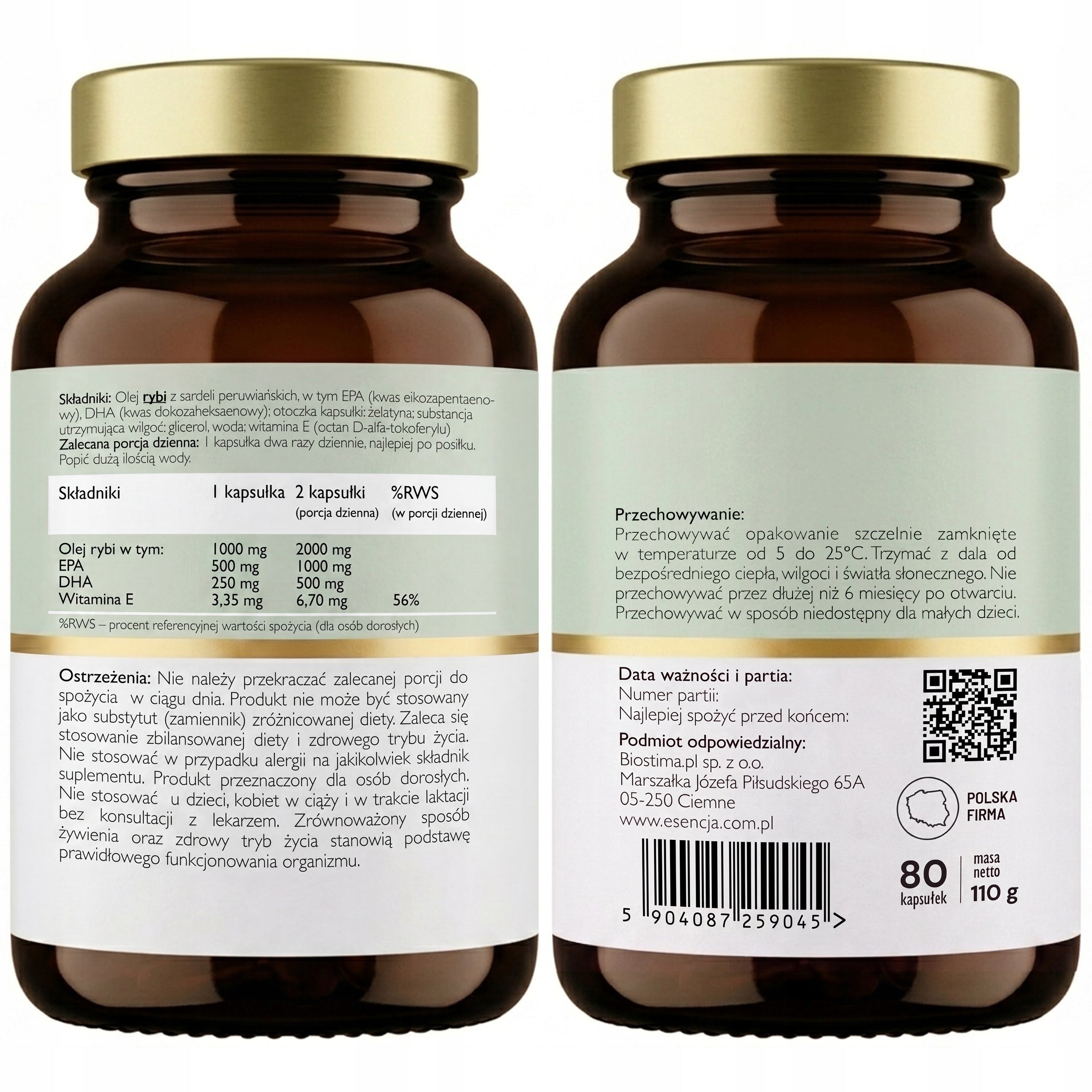 OMEGA 3 FORTE TRIGLYCERIDES 1000/500 mg EPA DHA HEART BRAIN ESENCJA 80 kaps. Packaging status original