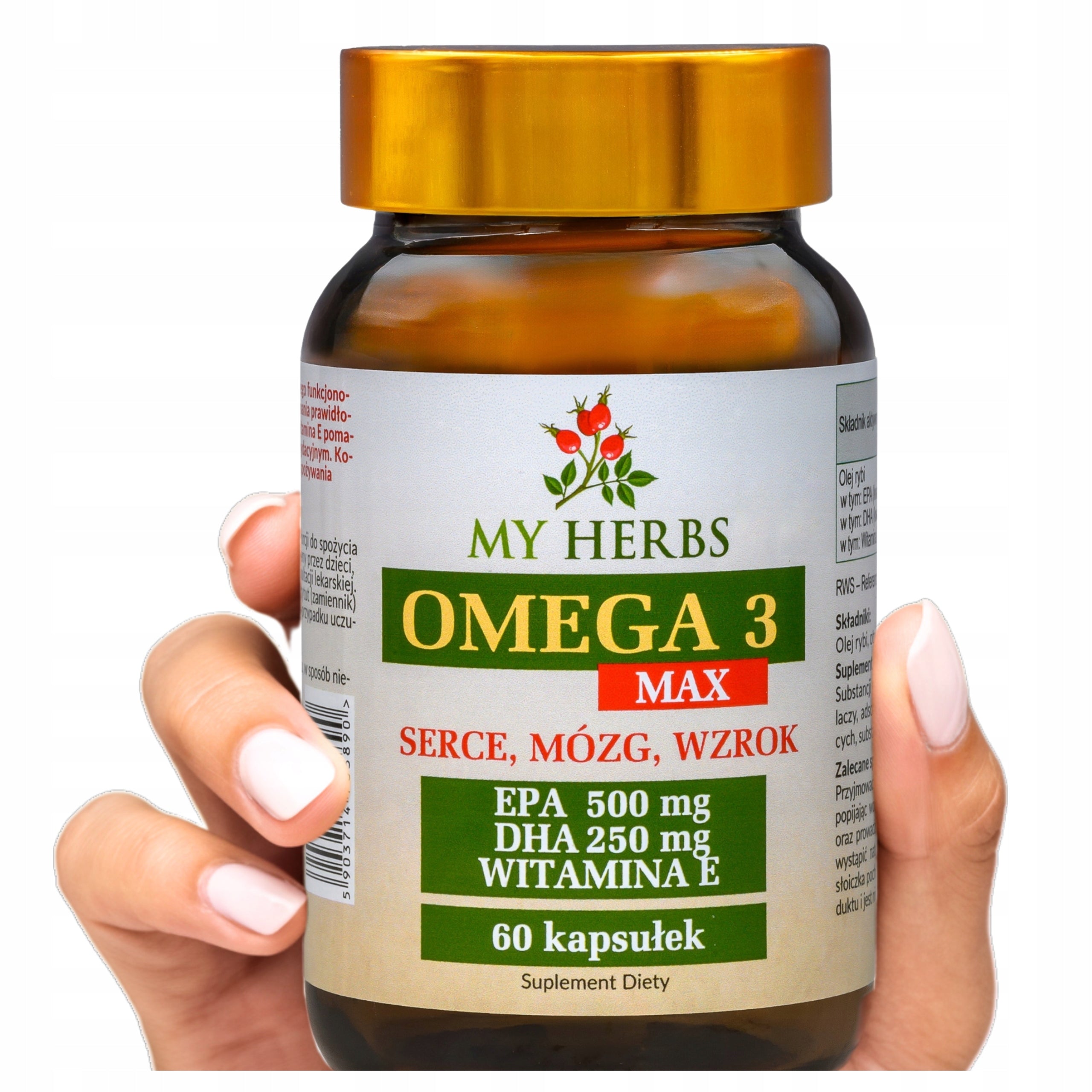 OMEGA 3 MAX HEART BRAIN VISION EPA 1000 DHA 500 per 60 KAPS serving.