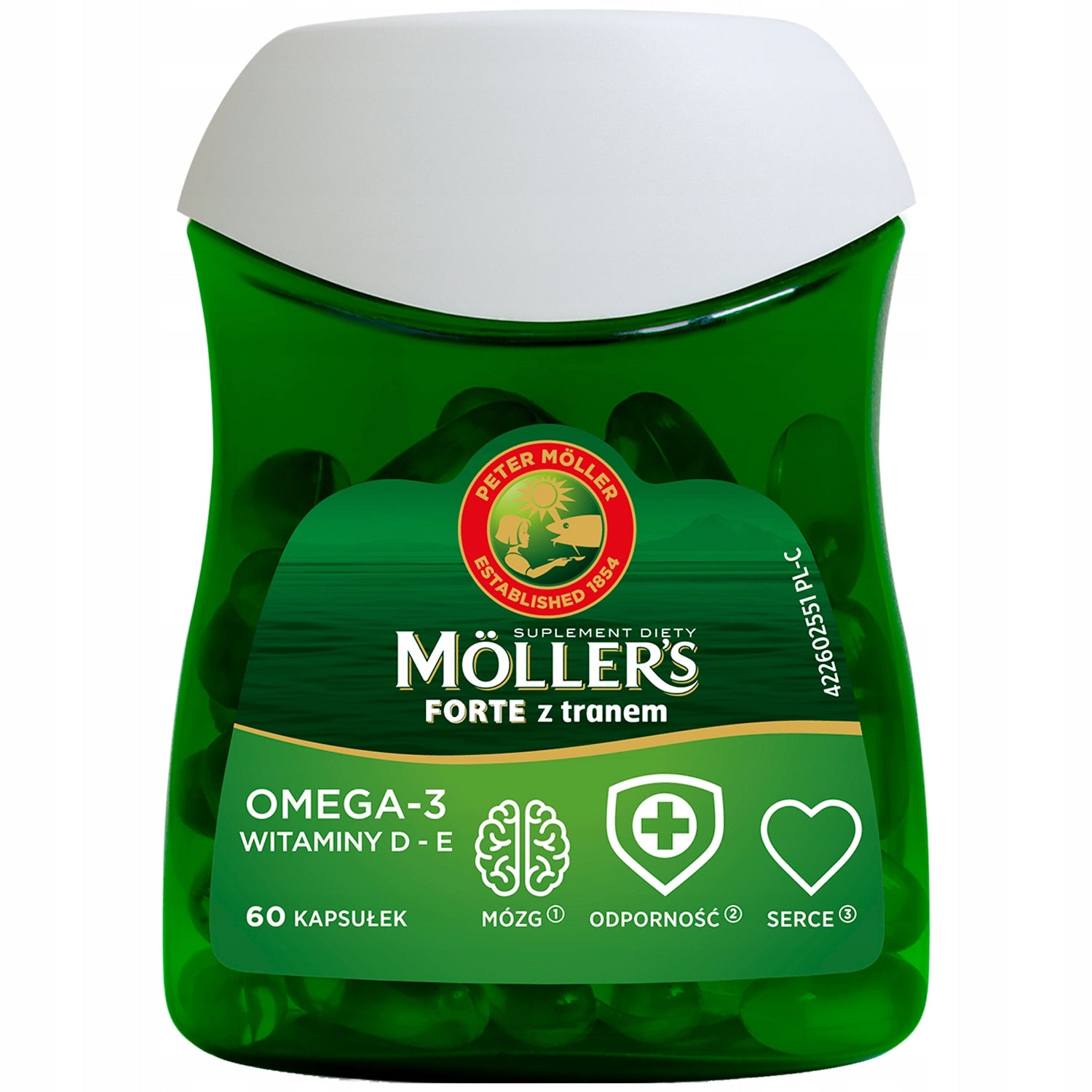 OMEGA-3 MÖLLER'S Forte with TRAN resistance fish oil VITAMINS D3 E 60 pcs. Medical device no