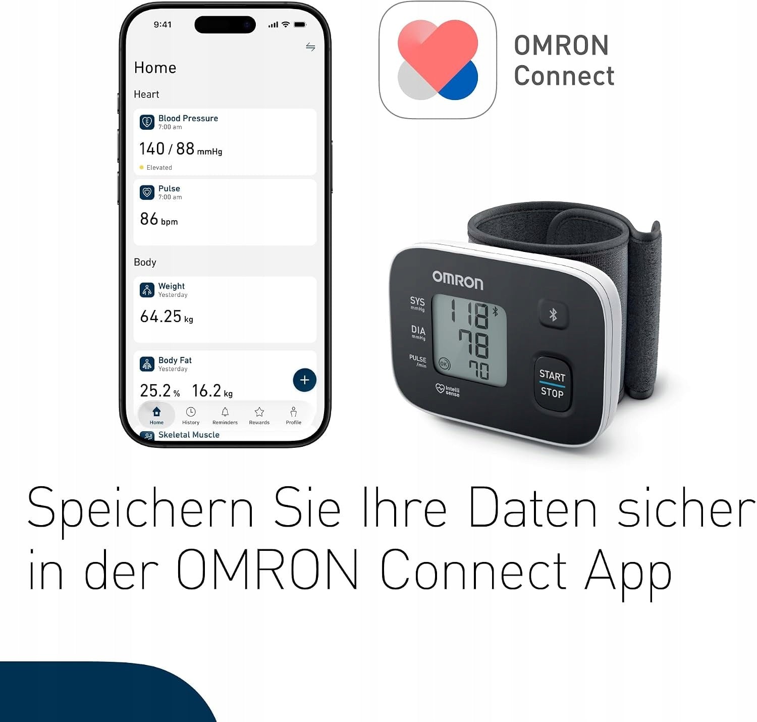 OMRON RS3 Intelli IT wrist blood pressure monitor with case application Medical device yes