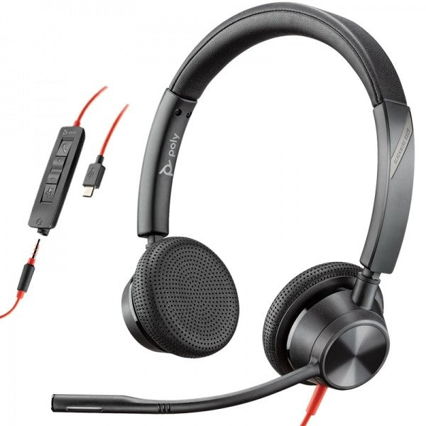 ON-EAR WIRED HEADPHONES WITH MICROPHONE JACK 3,5 MM / USB BLACK