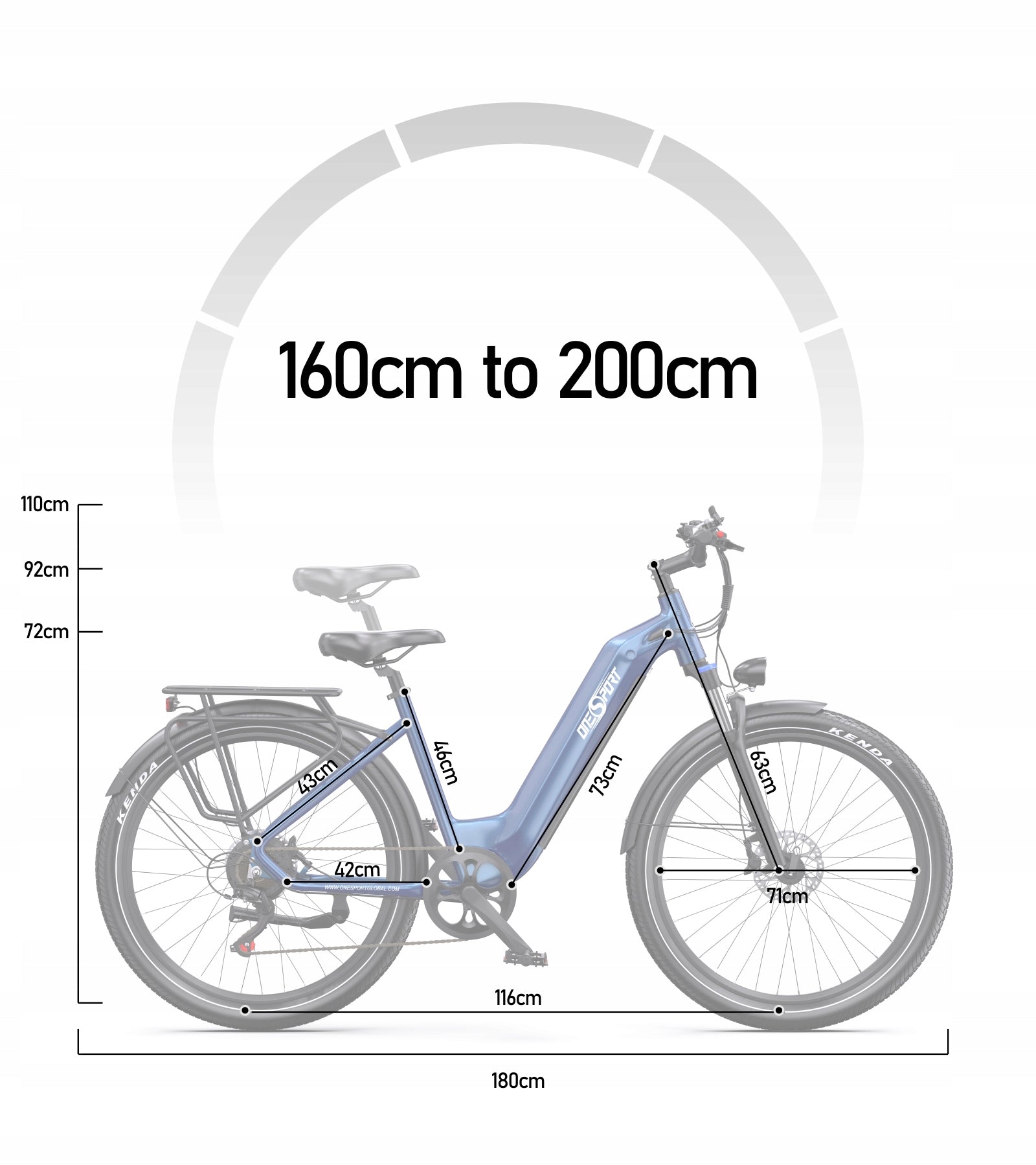 ONESPORT OT05 E-Bike 250W 36V 18.2AH 25km/h 27.5*2.25 City Wheel size (") 27,5