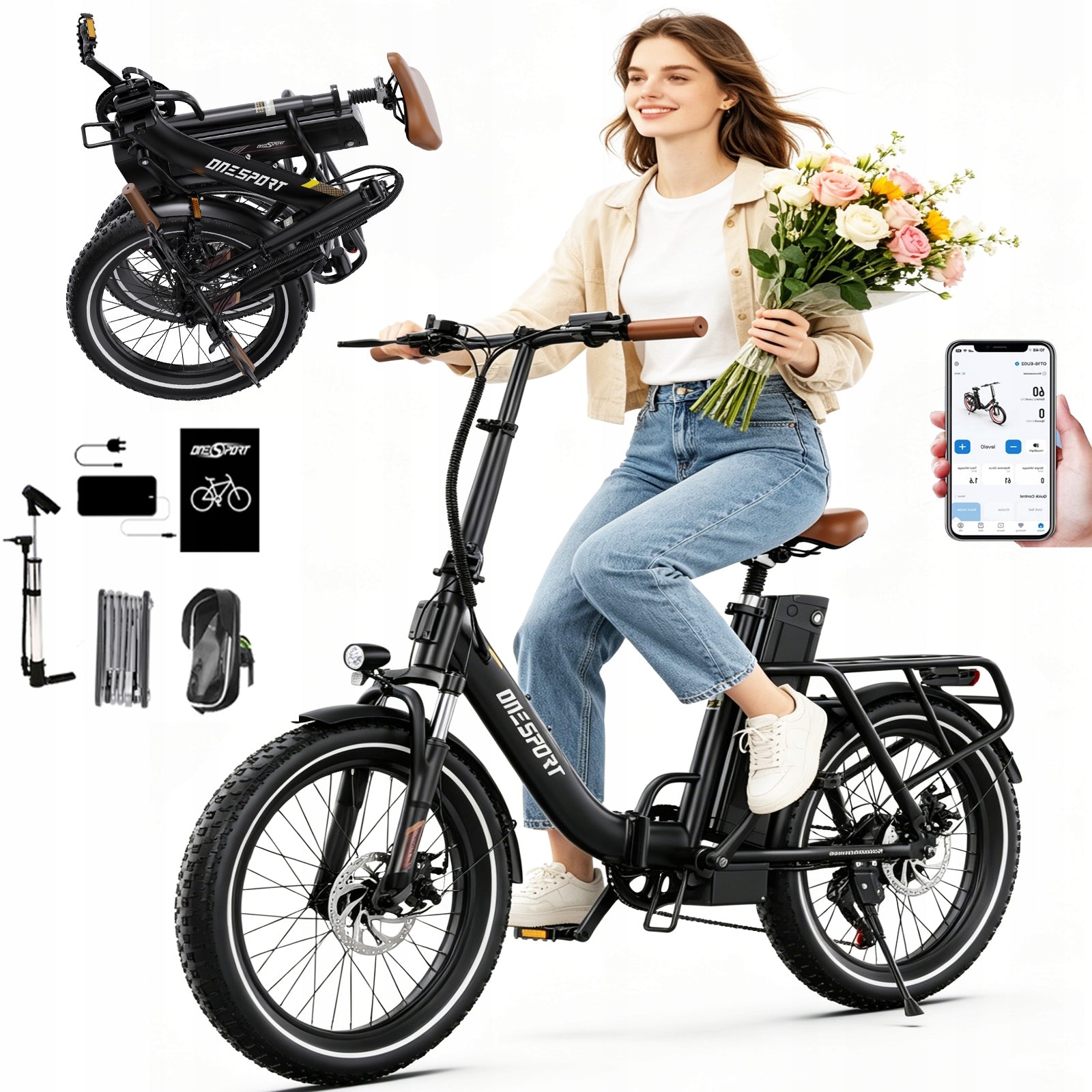 ONESPORT OT16-2 Folding Electric Bike 250W 48V 17AH 25KM/H 120KM With APP