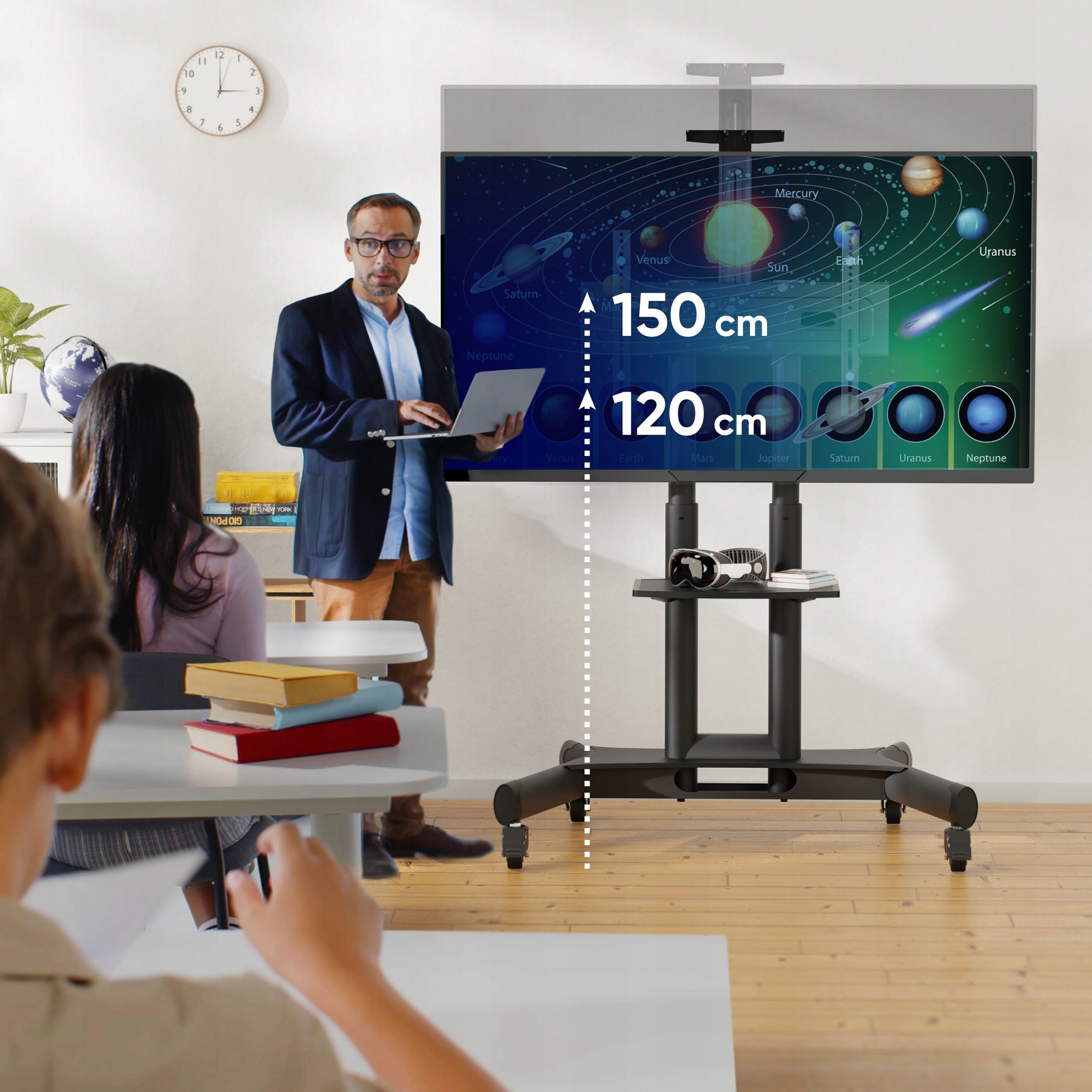 ONKRON TV stand on wheels with shelf 40-70 inches, black, TS1551-B Brand Onkron
