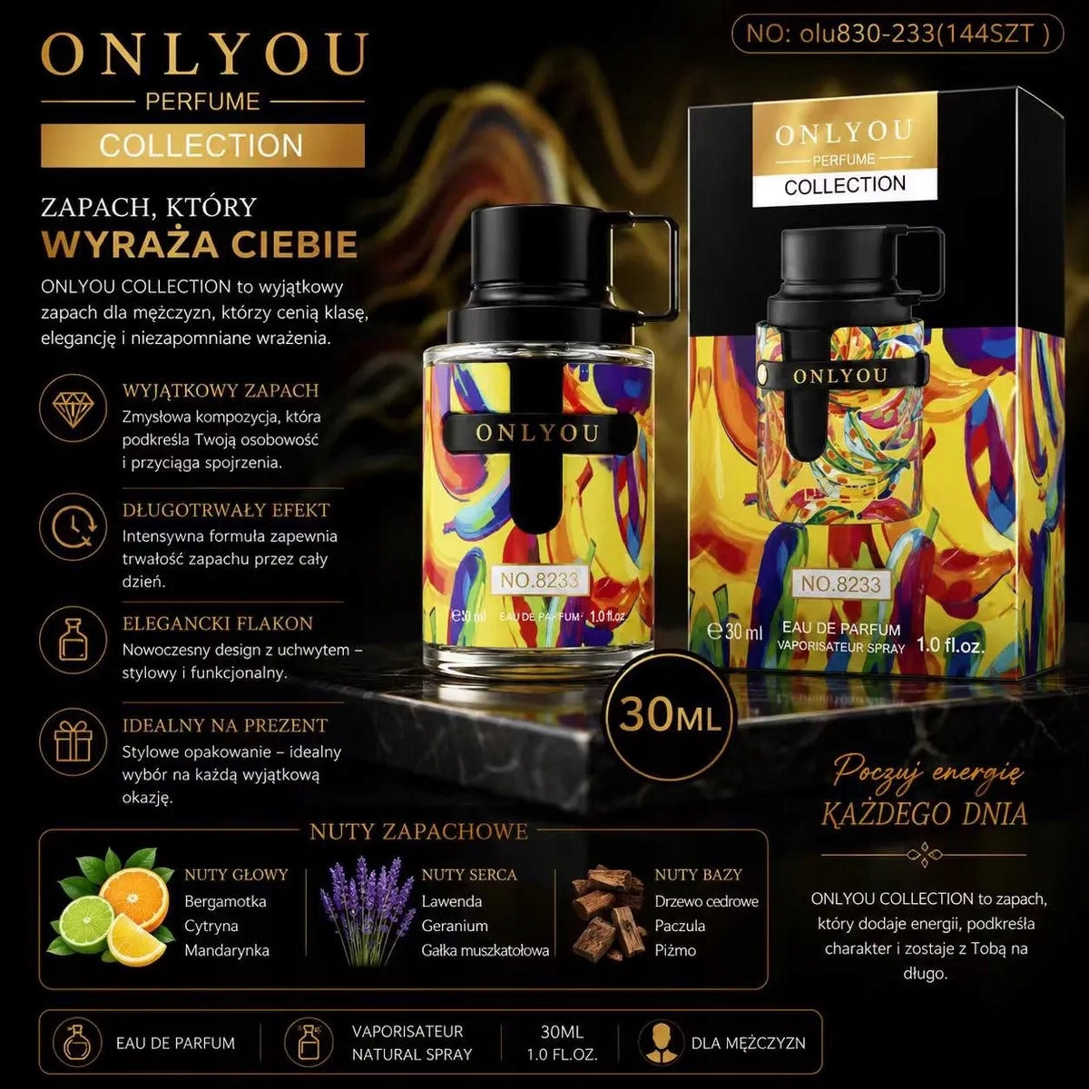 ONLYOU No. 8233 PERFUME EDP 30 ml - MEN'S EAU DE PARFUM Packaging status original