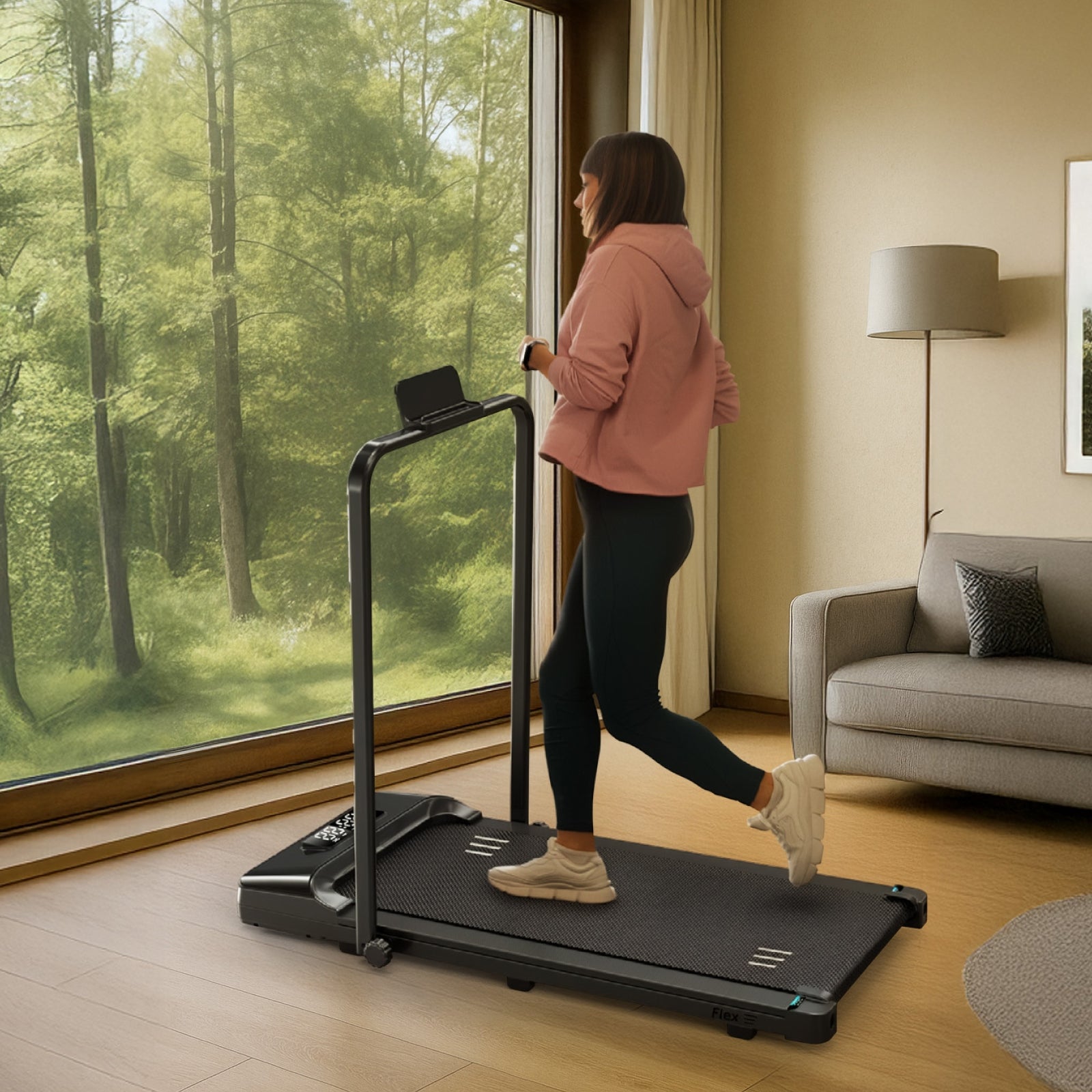 ONMAX Flex home treadmill, foldable, PL application, 0-10km/h, walking pad Maximum user weight 100 kg