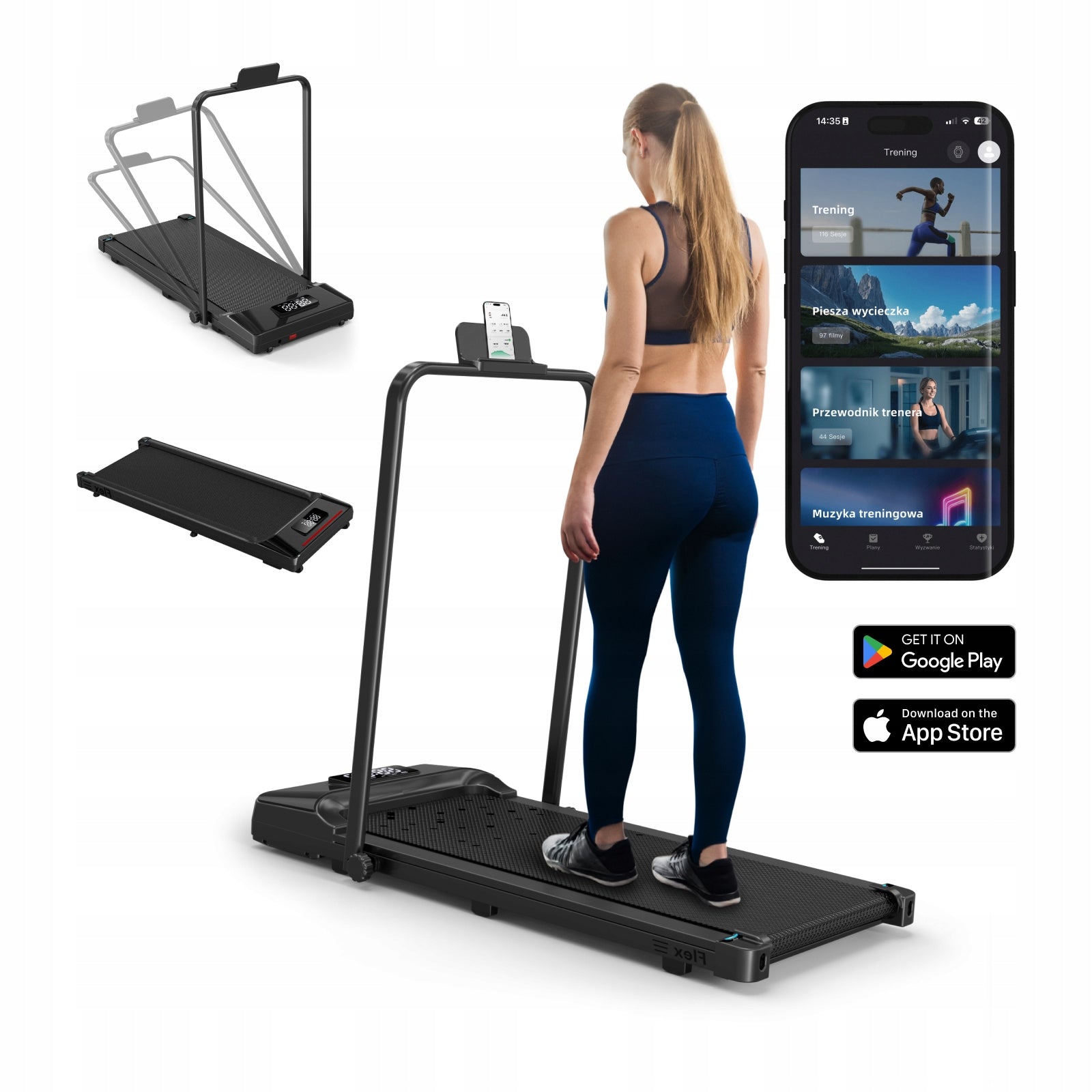 ONMAX Flex home treadmill, foldable, PL application, 0-10km/h, walking pad