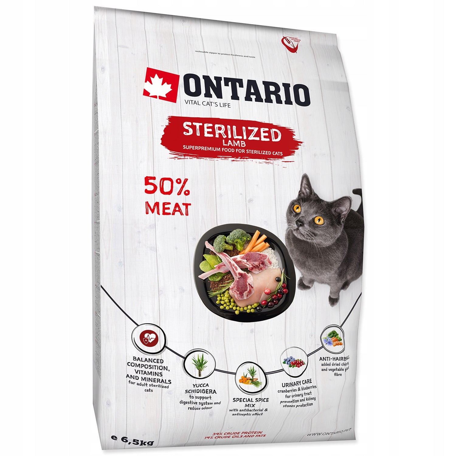 ONTARIO CAT STERILIZED LAMB 6,5 kg. Brand Ontario