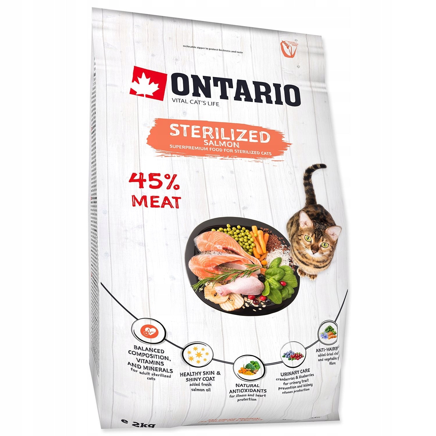 ONTARIO Cat Sterilised Salmon 2kg Salmon Sterilized Cat Food Manufacturer code 213-10775