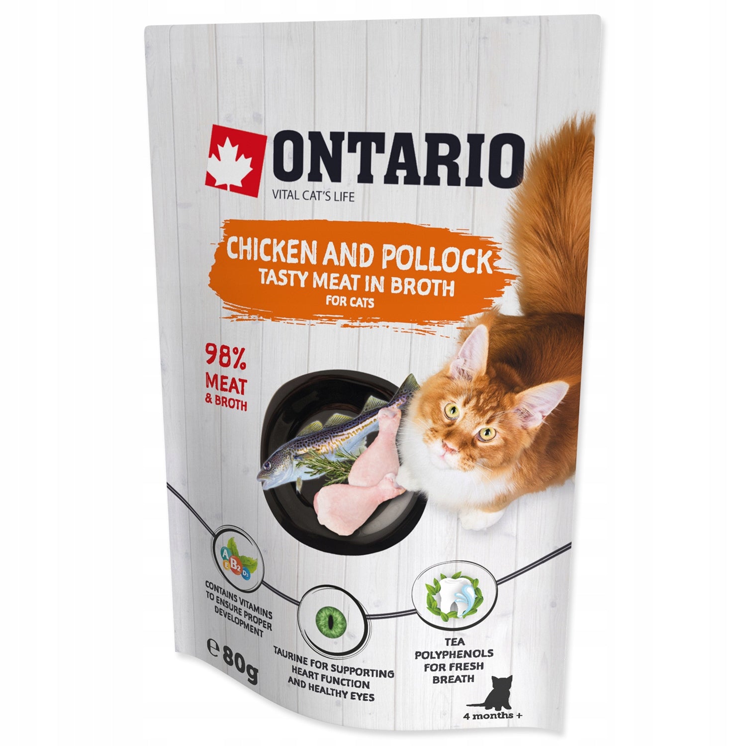 ONTARIO Cat food wet sachets 15pcs x 80g CHICKEN MINTAJ IN BROTH Manufacturer code 213-3032