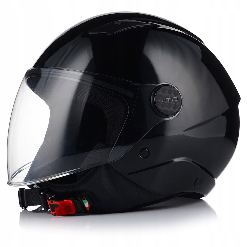 OPEN FACE MOTORCYCLE HELMET | VITO UNO | BLACK GLOSS CHOPPER SCOOTER ECE22.06 Manufacturer's catalog number 1328XS