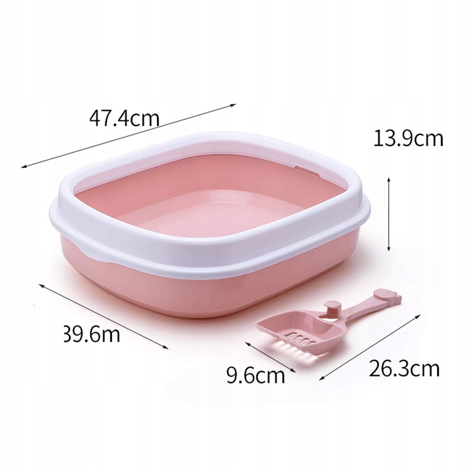 OPEN LITTER BOX FOR CAT LITTER PINK + SPATULA Packaging status original
