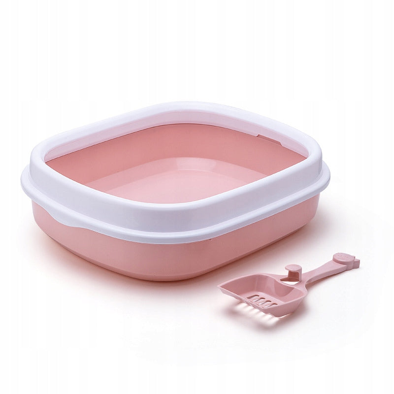 OPEN LITTER BOX FOR CAT LITTER PINK + SPATULA