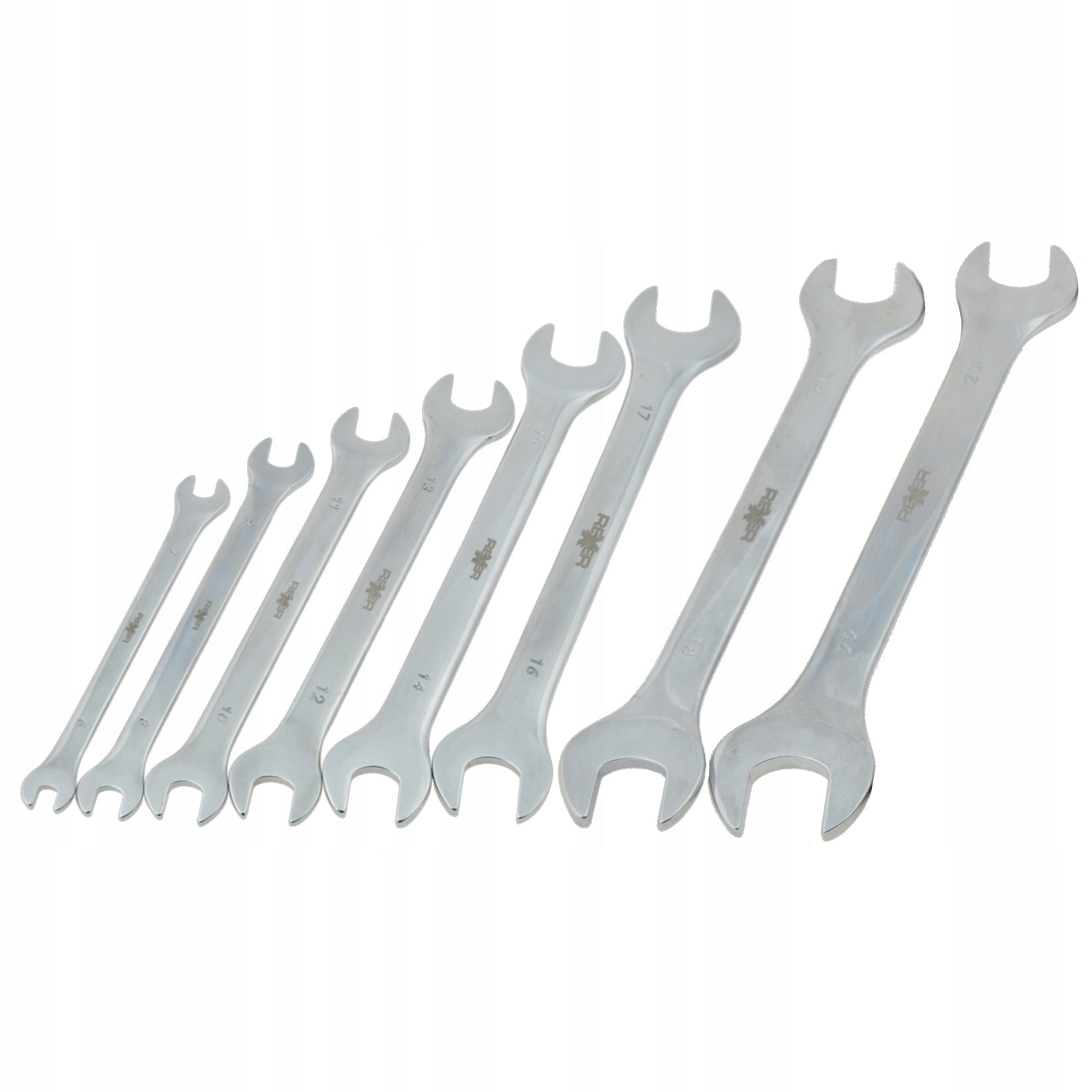 OPEN WRENCHES 6-22mm SET. 8 pieces of CrV Key type open-end