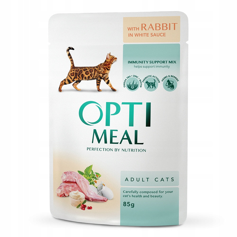 OPTIMEAL Super Premium Wet Cat Food - Rabbit in White Sauce 85 g
