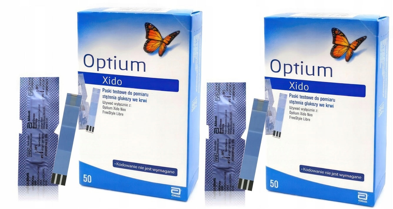 OPTIUM XIDO ==> 2 X 50 pieces - sugar measuring strips, GLUCOSE METER STRIPS